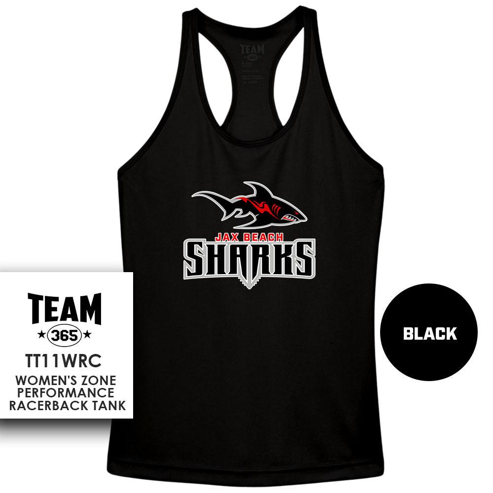 Jax Beach Sharks Football - Performance Women’s Racerback T - MULTIPLE COLORS AVAILABLE - 83Swag