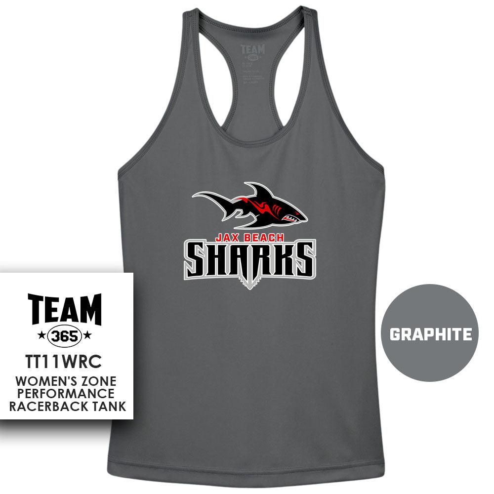 Jax Beach Sharks Football - Performance Women’s Racerback T - MULTIPLE COLORS AVAILABLE - 83Swag