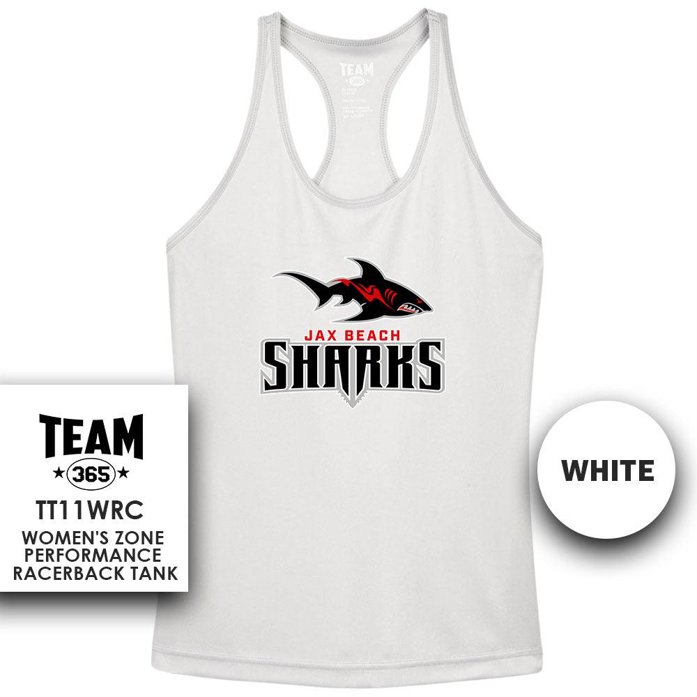 Jax Beach Sharks Football - Performance Women’s Racerback T - MULTIPLE COLORS AVAILABLE - 83Swag