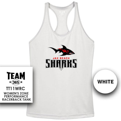 Jax Beach Sharks Football - Performance Women’s Racerback T - MULTIPLE COLORS AVAILABLE - 83Swag