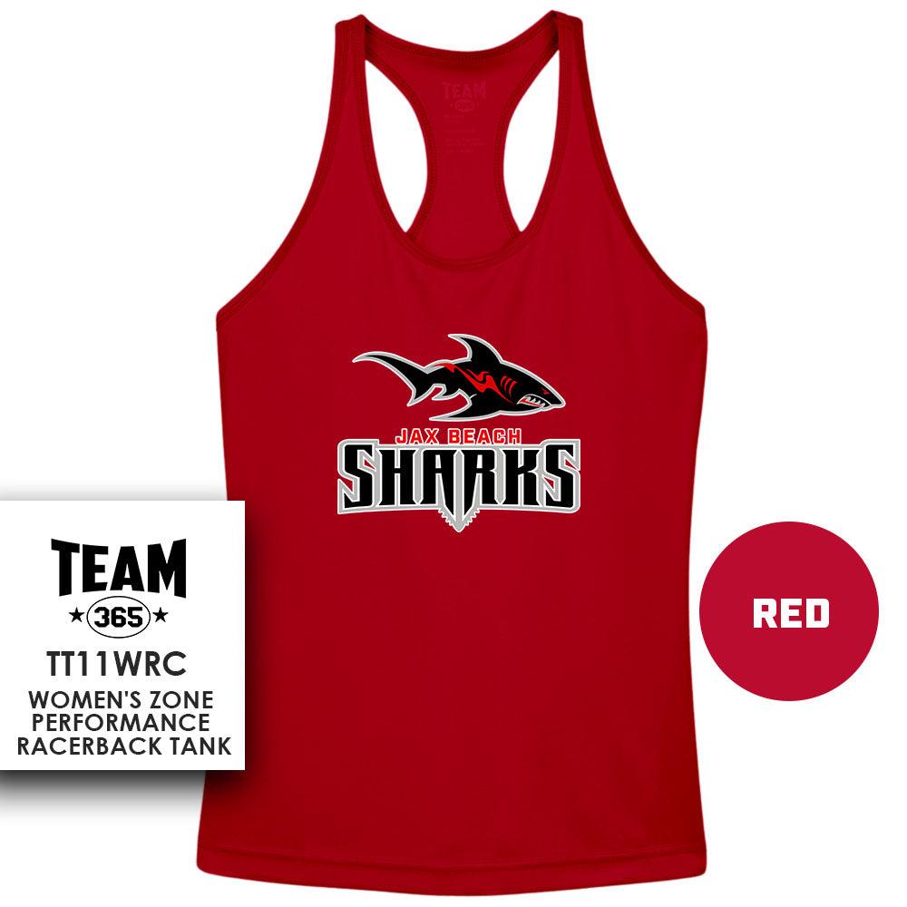 Jax Beach Sharks Football - Performance Women’s Racerback T - MULTIPLE COLORS AVAILABLE - 83Swag