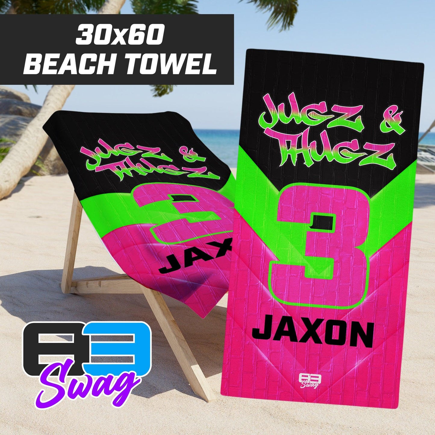 Jugz N Thugz CoEd Softball 2024 Edition - 30"x60" Beach Towel - 83Swag