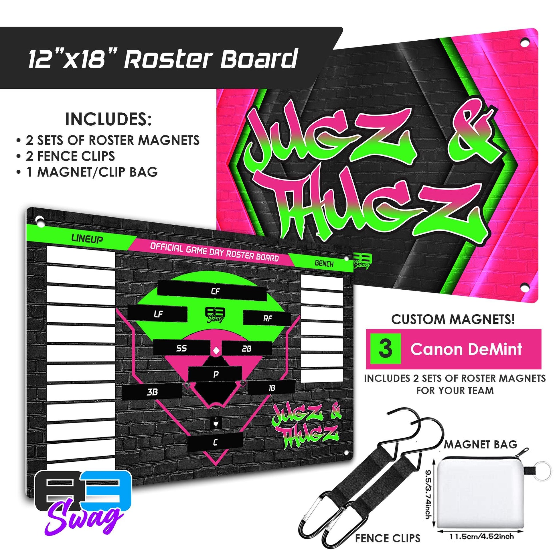 Jugz N Thugz CoEd Softball 2024 Edition - Custom Team Roster Magnetic Board - 83Swag