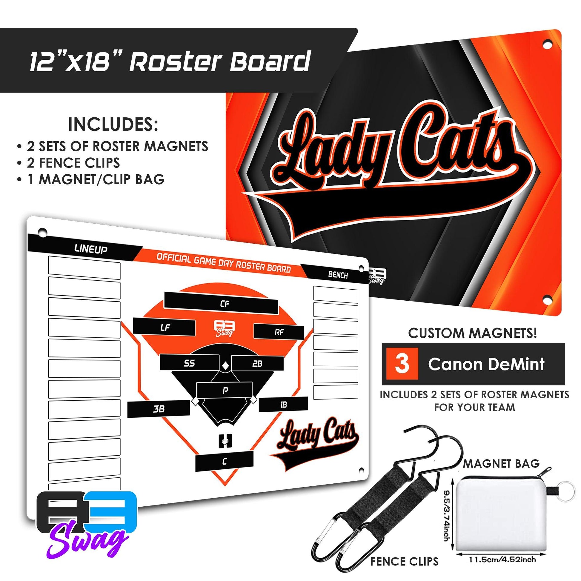 Lady Cats Softball 2024 Edition - Custom Team Roster Magnetic Board - 83Swag