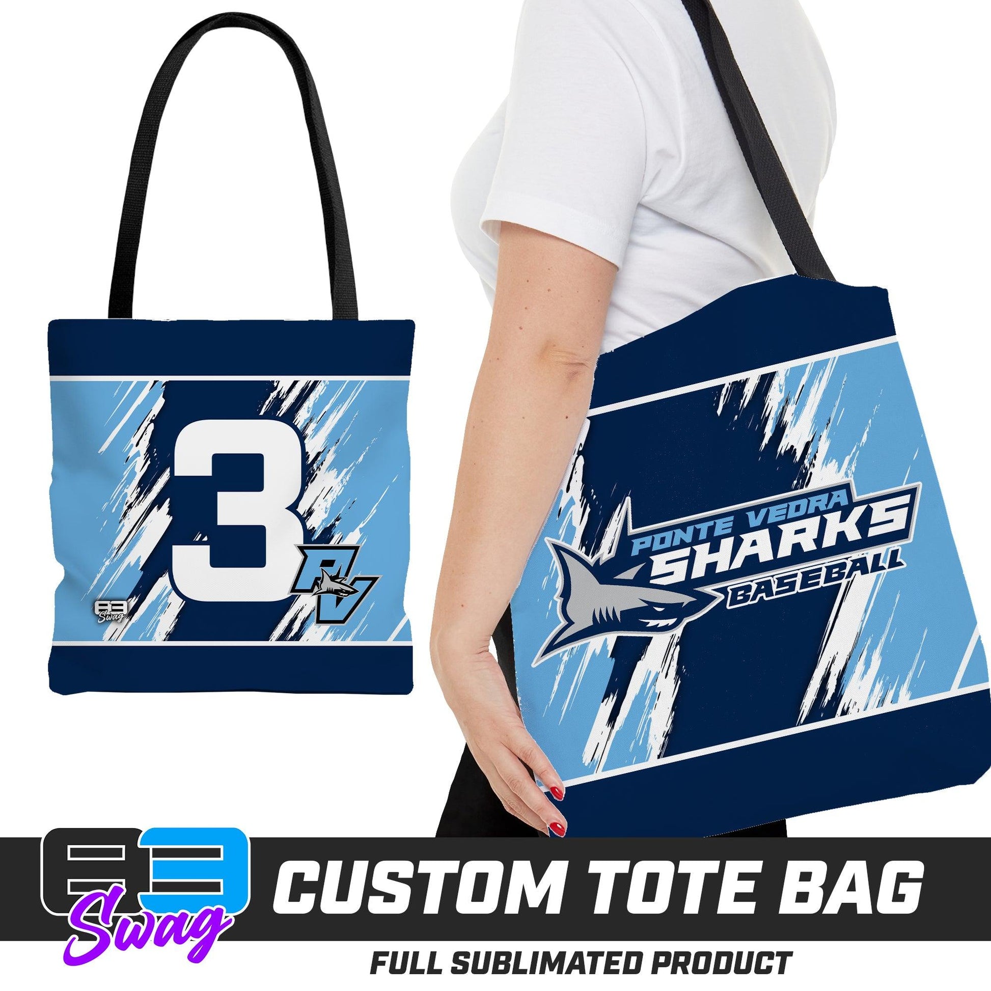 Large Tote Bag - Ponte Vedra Sharks Baseball - 83Swag