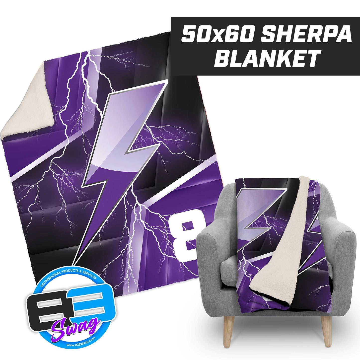 Liberty Lightning - 50”x60” Plush Sherpa Blanket - 83Swag