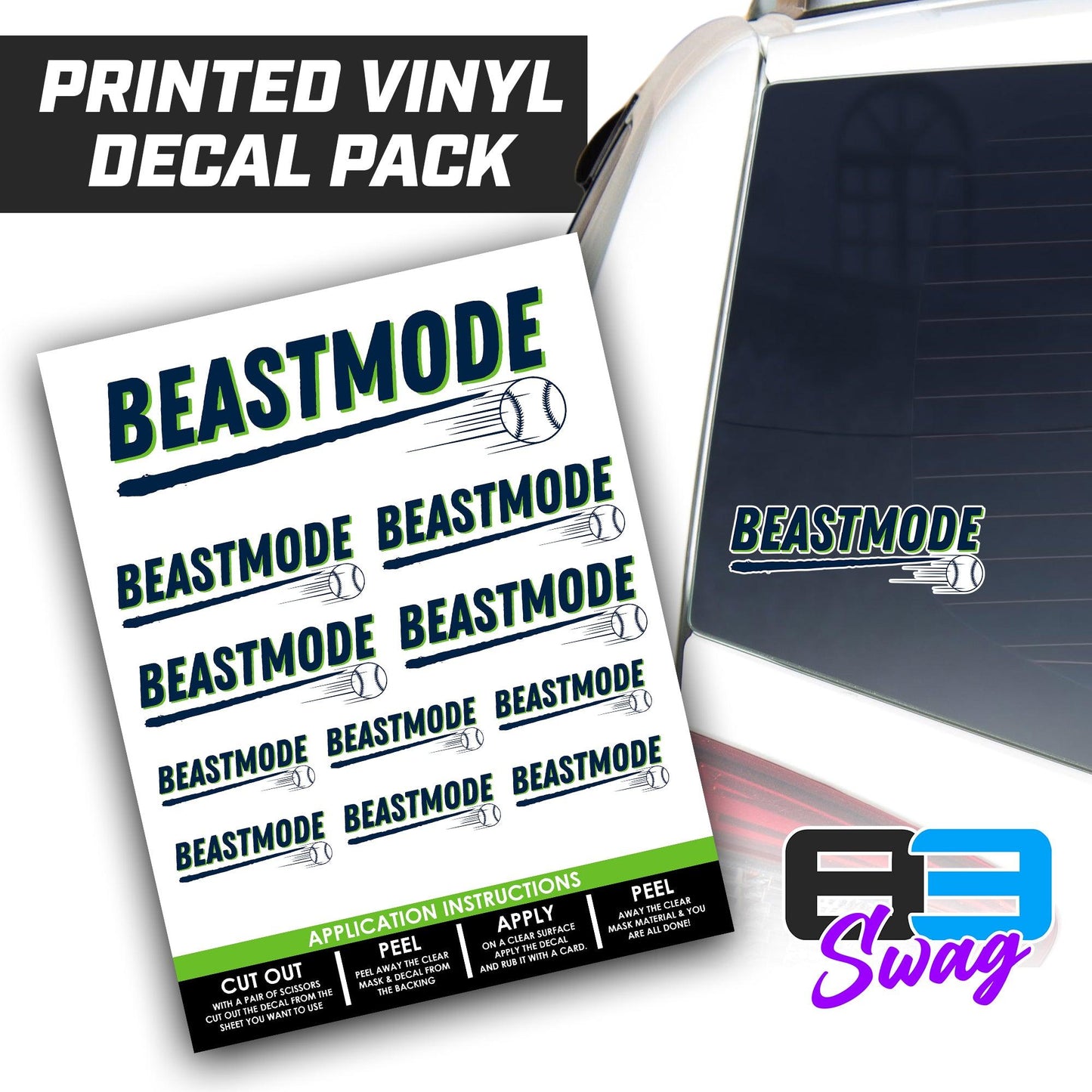 Logo Decal Pack Sheet - Arkansas Beastmode Baseball - 83Swag