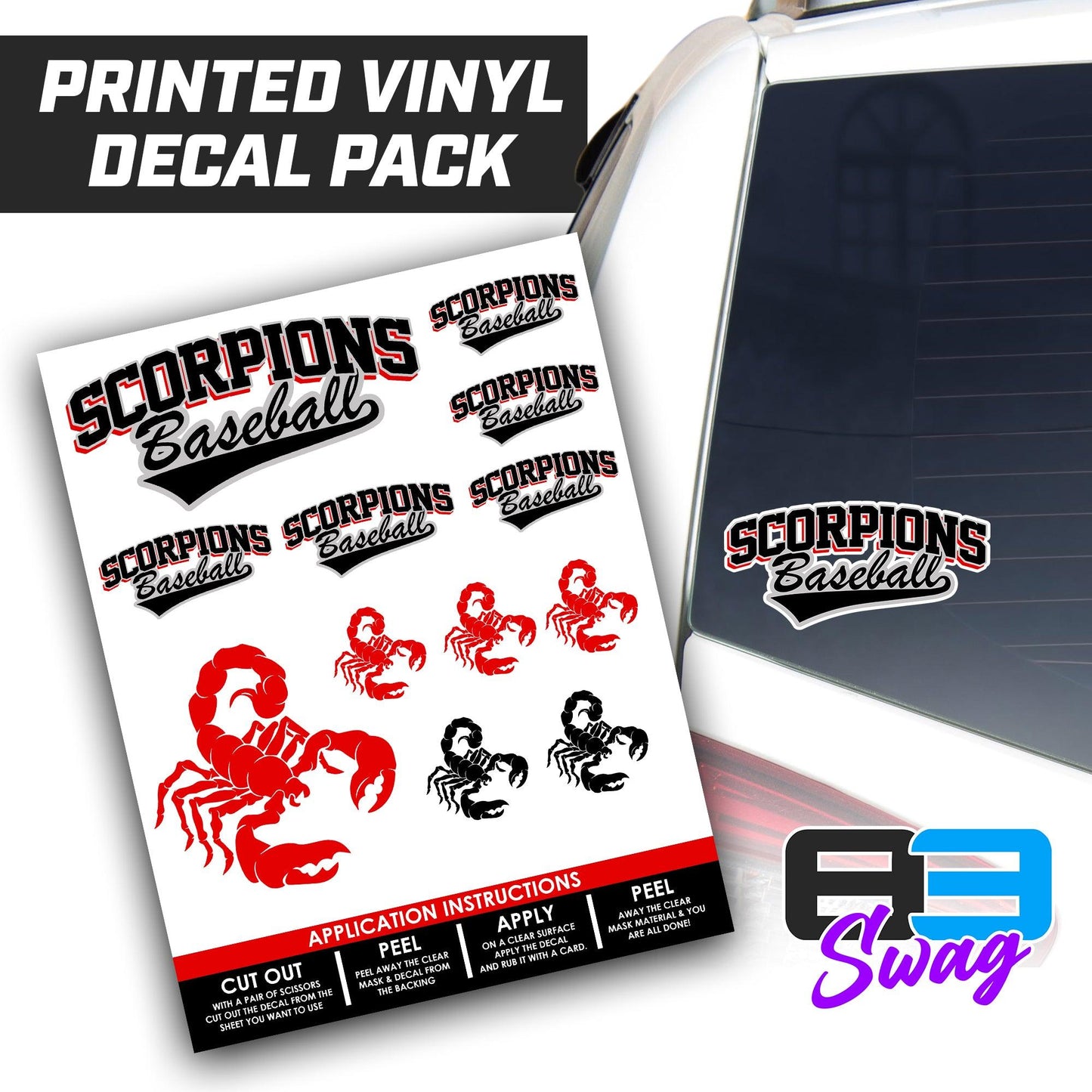 Logo Decal Pack Sheet - Scorpions Baseball - 83Swag