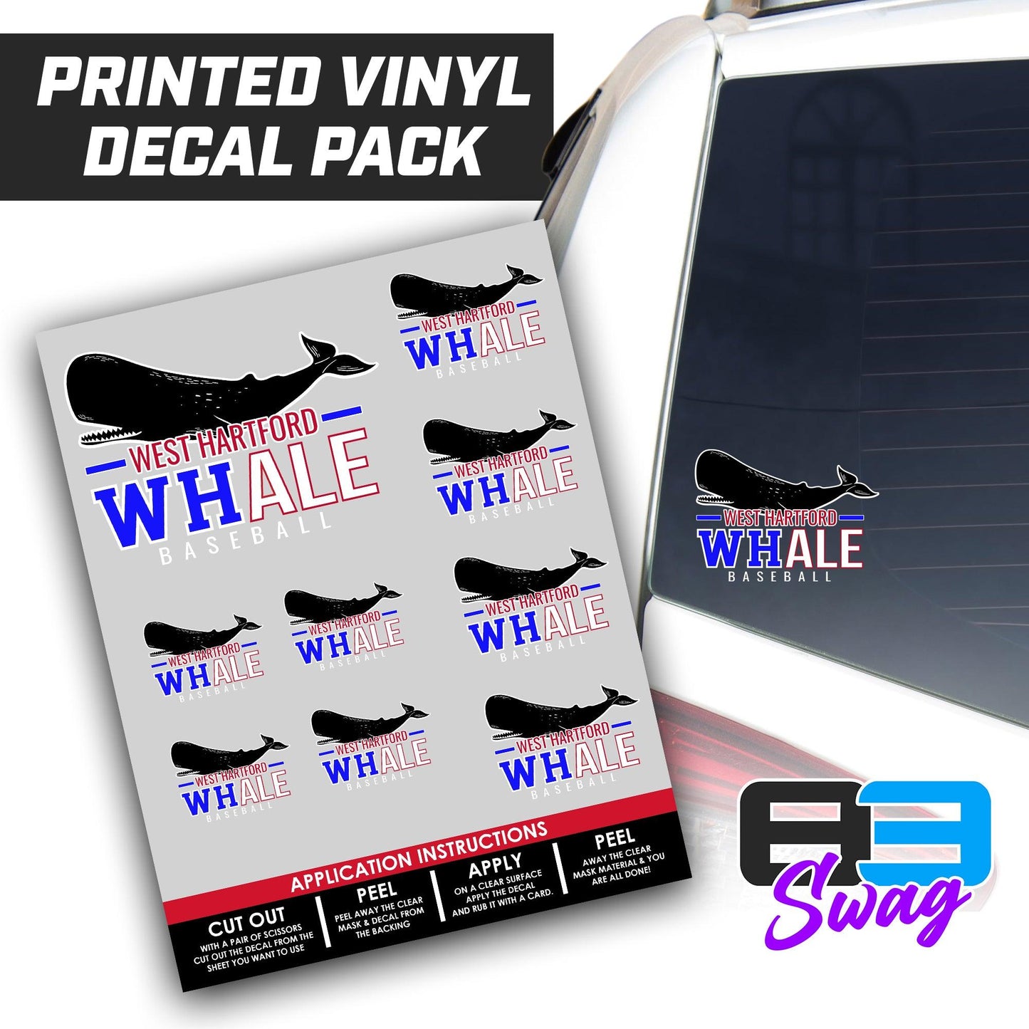 Logo Decal Pack Sheet - West Hartford Whale Baseball - 83Swag