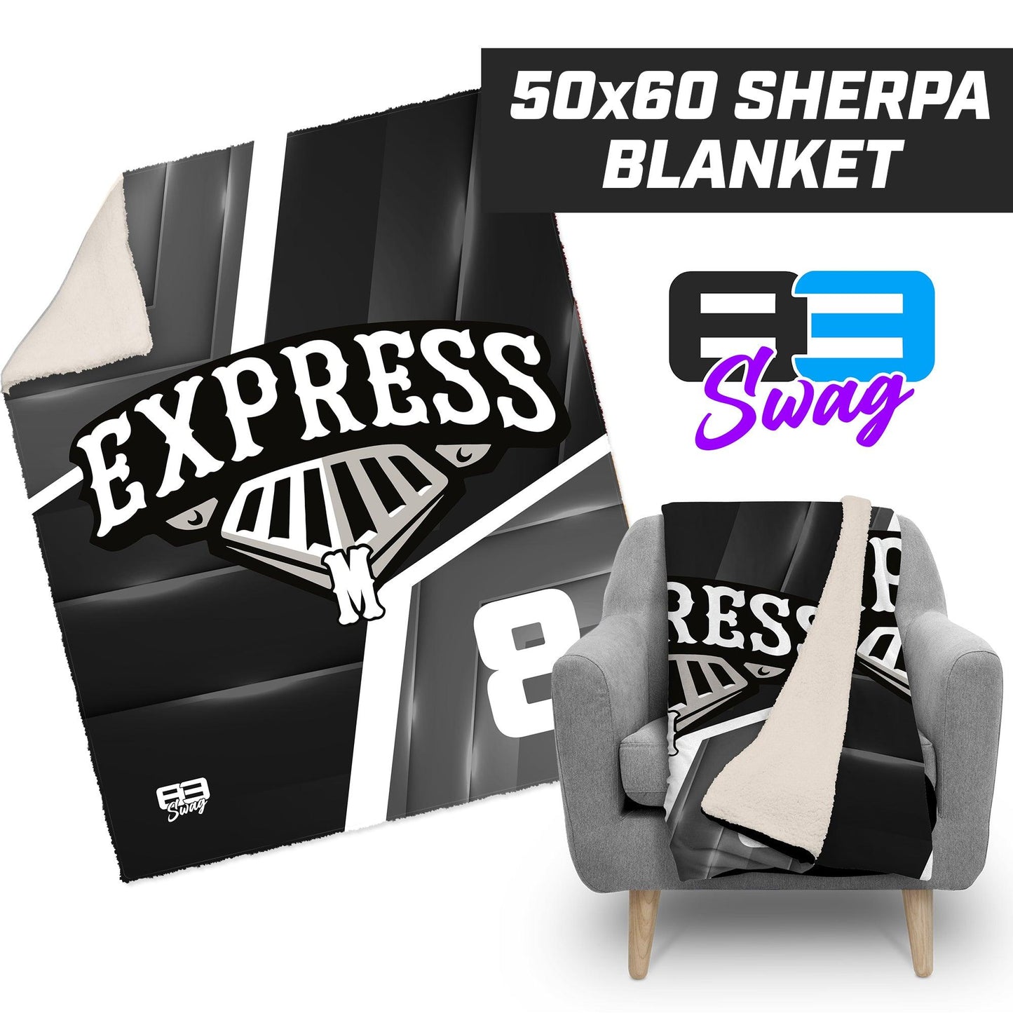 Mid MO Express Baseball - 50”x60” Plush Sherpa Blanket - 83Swag