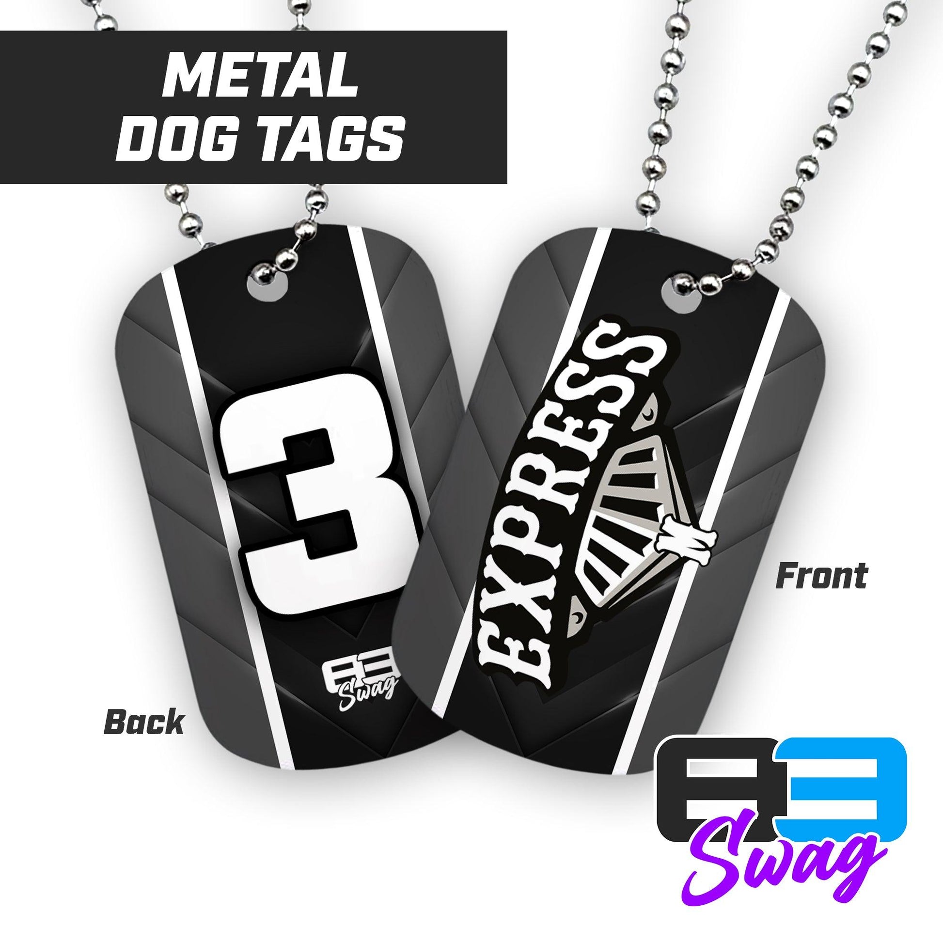 Mid MO Express Baseball - Double Sided Dog Tags - Includes Chain - 83Swag