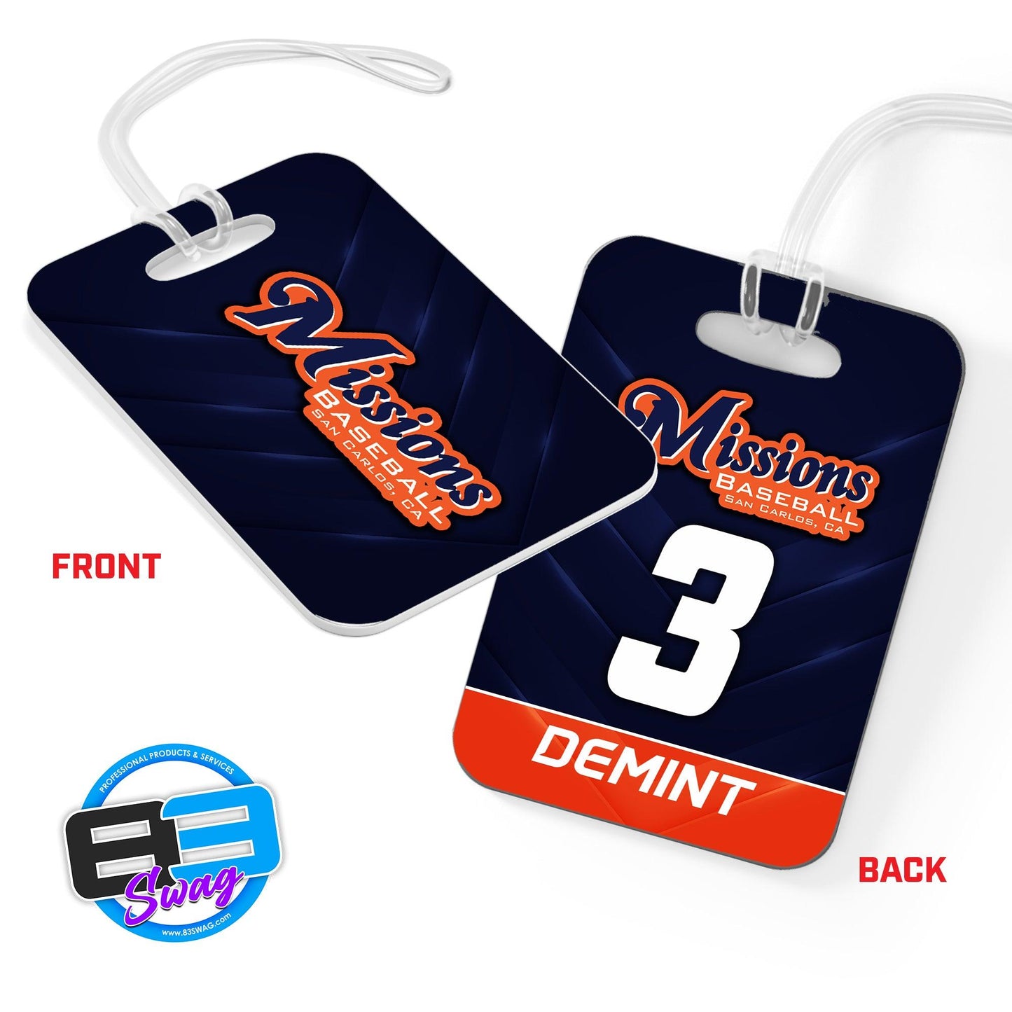 Missions Baseball - Hard Acrylic Bag Tag - 83Swag