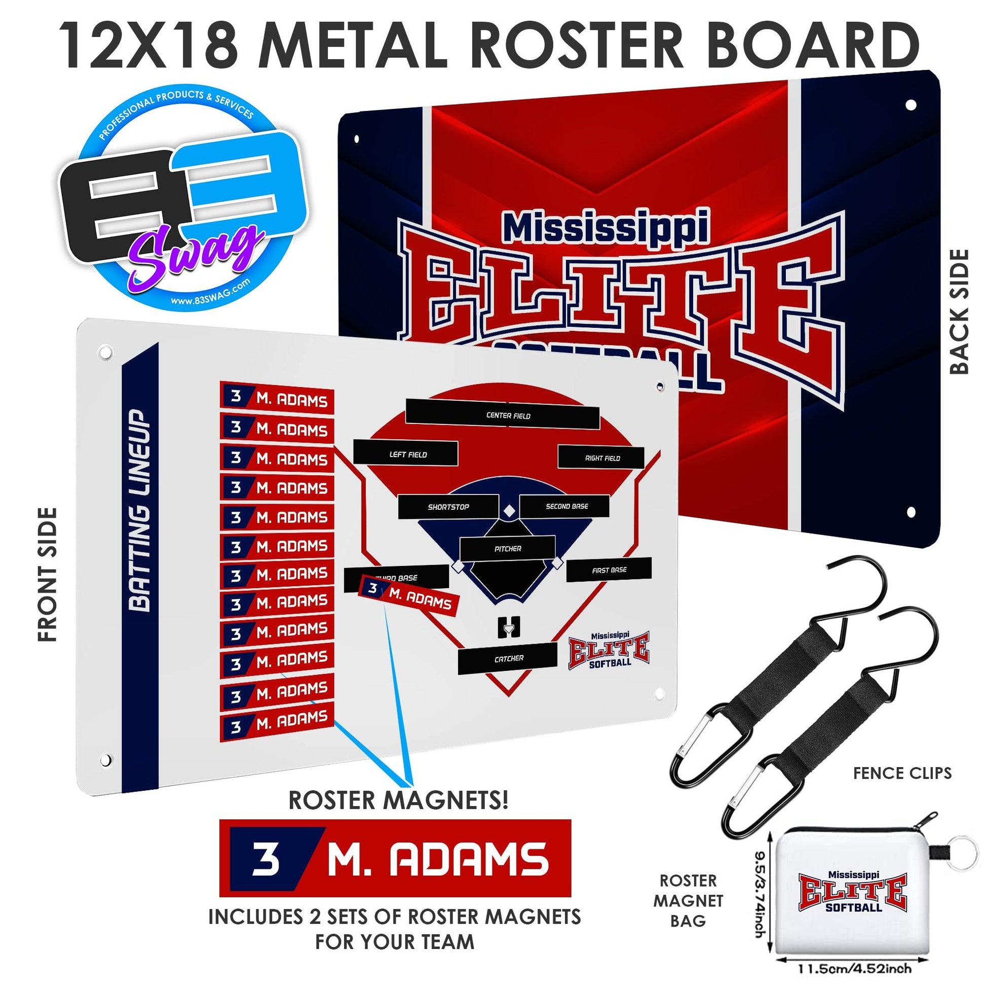 Mississippi Elite 2k12 Softball - Custom Team Roster Magnetic Board - 83Swag