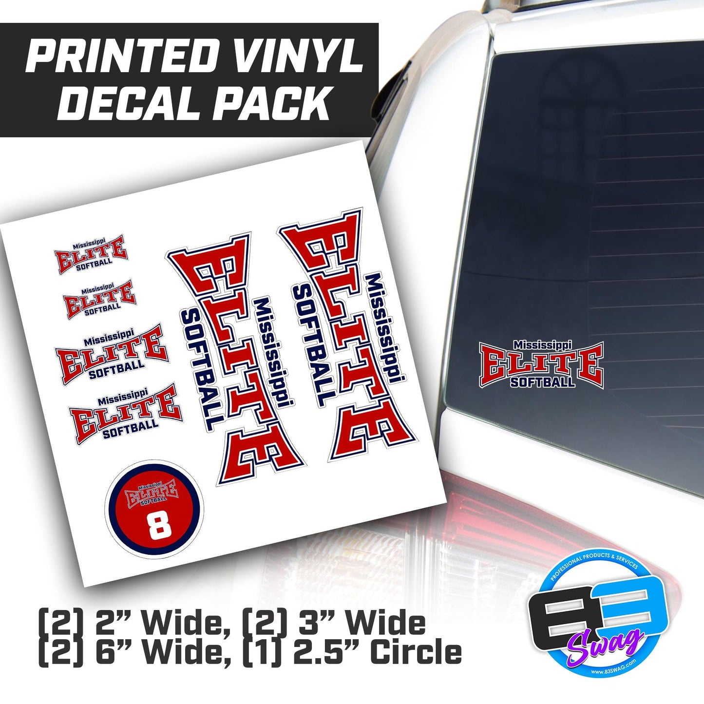 Mississippi Elite 2k12 Softball - Logo Vinyl Decal Pack - 83Swag