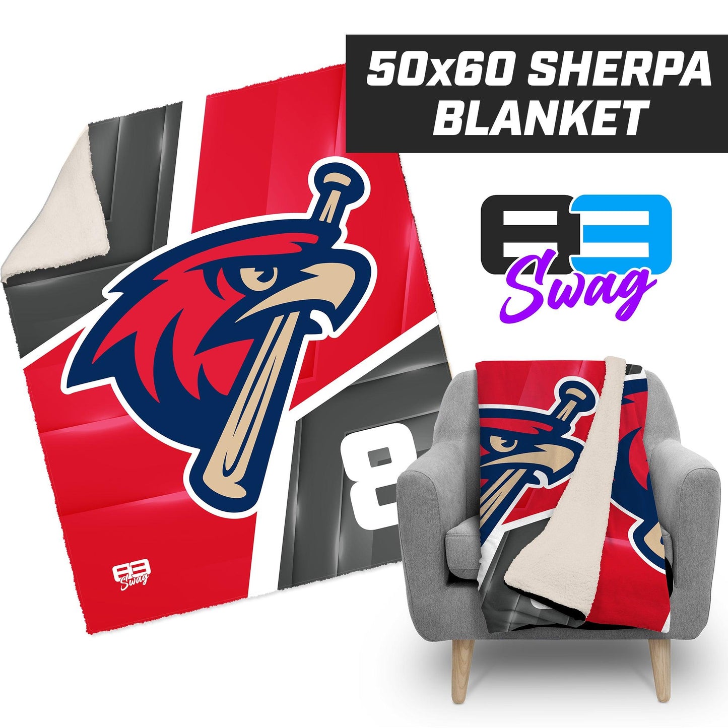 MSA Redtails Baseball 2024 Edition - 50”x60” Plush Sherpa Blanket - 83Swag