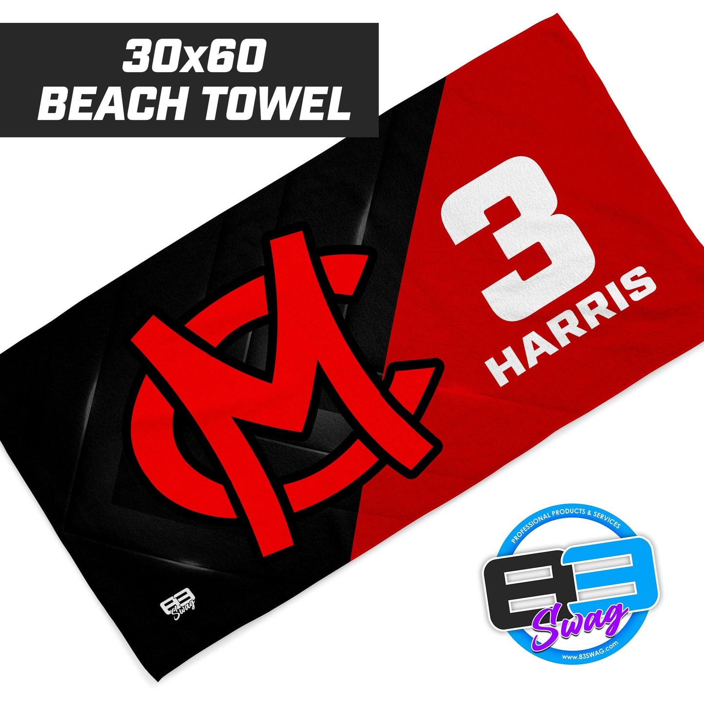 Mudcats Baseball - 30"x60" Beach Towel - 83Swag