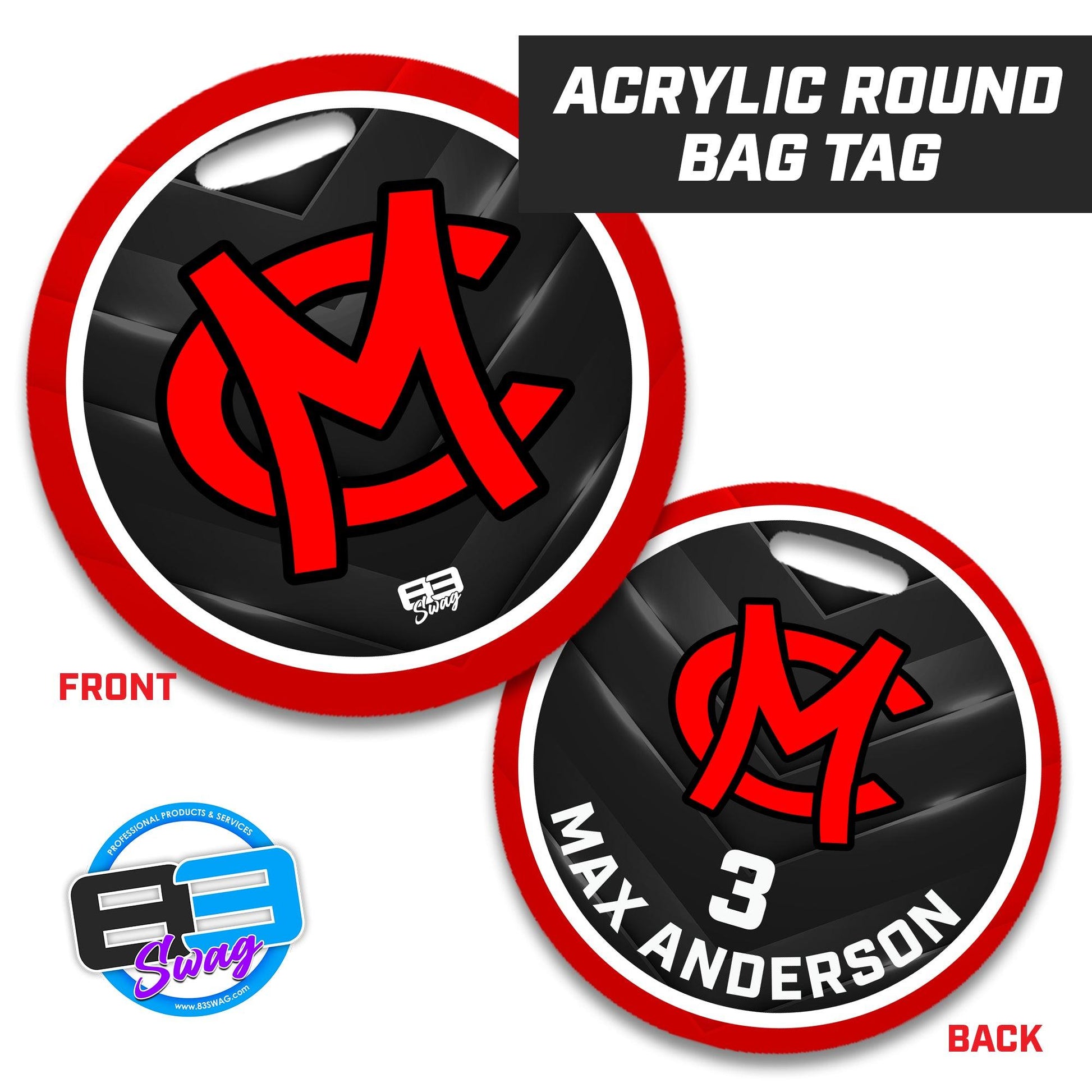 Mudcats Baseball - 4" Circle Hard Acrylic Bag Tag - 83Swag