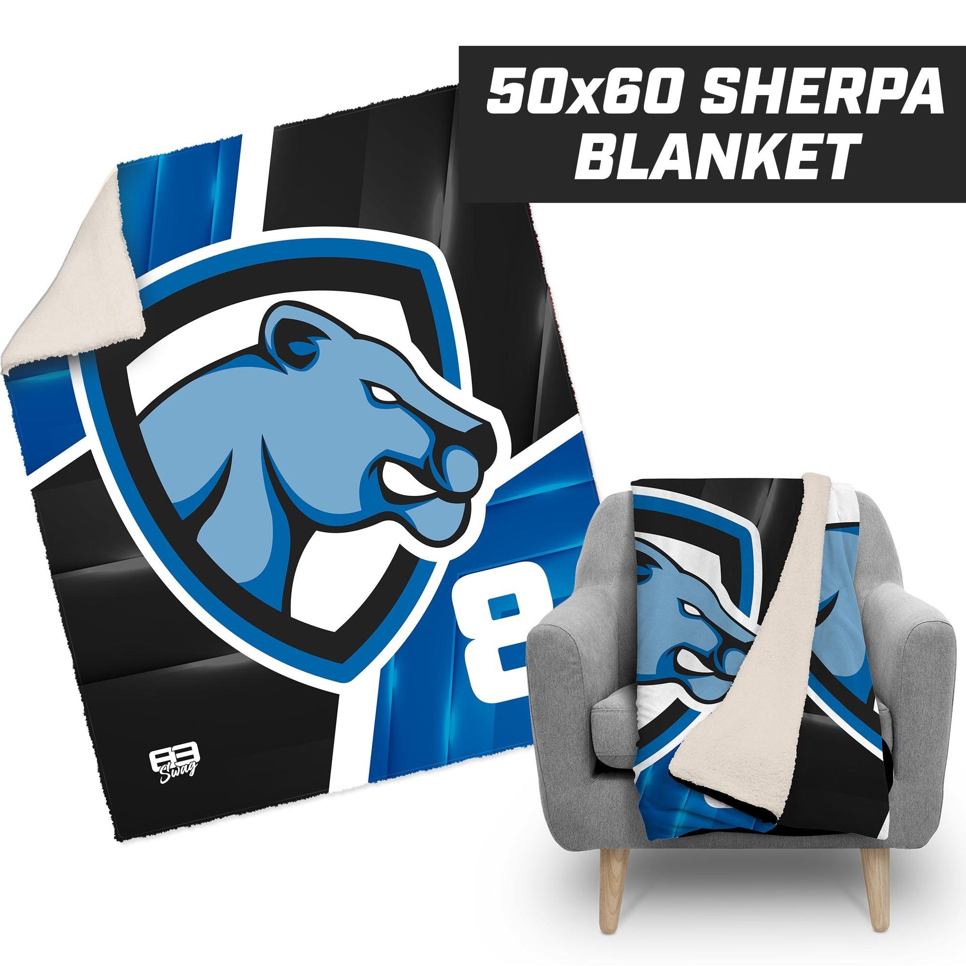 Mulberry Panthers - 50”x60” Plush Sherpa Blanket - 83Swag