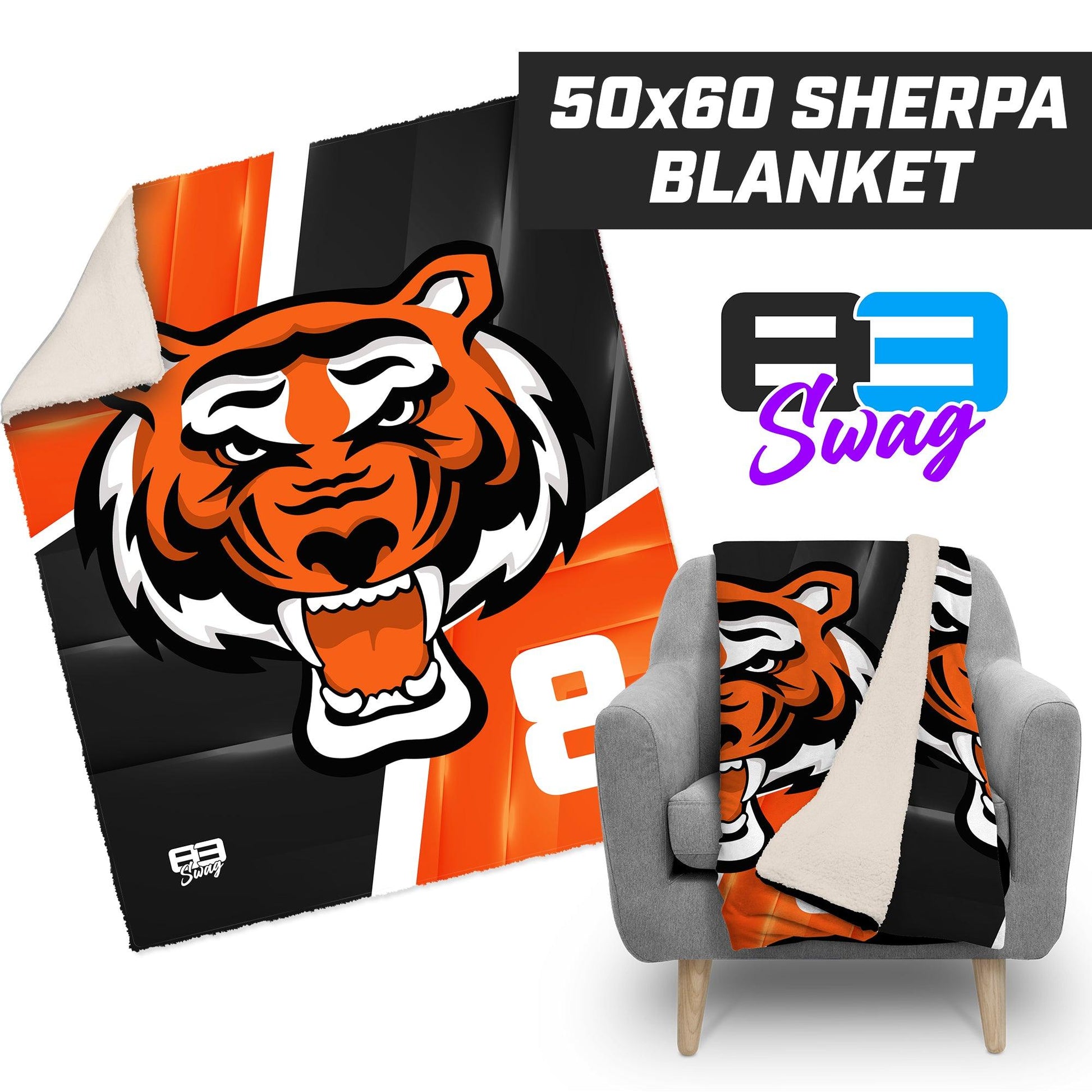 Nassau Tigers Baseball - 50”x60” Plush Sherpa Blanket - 83Swag