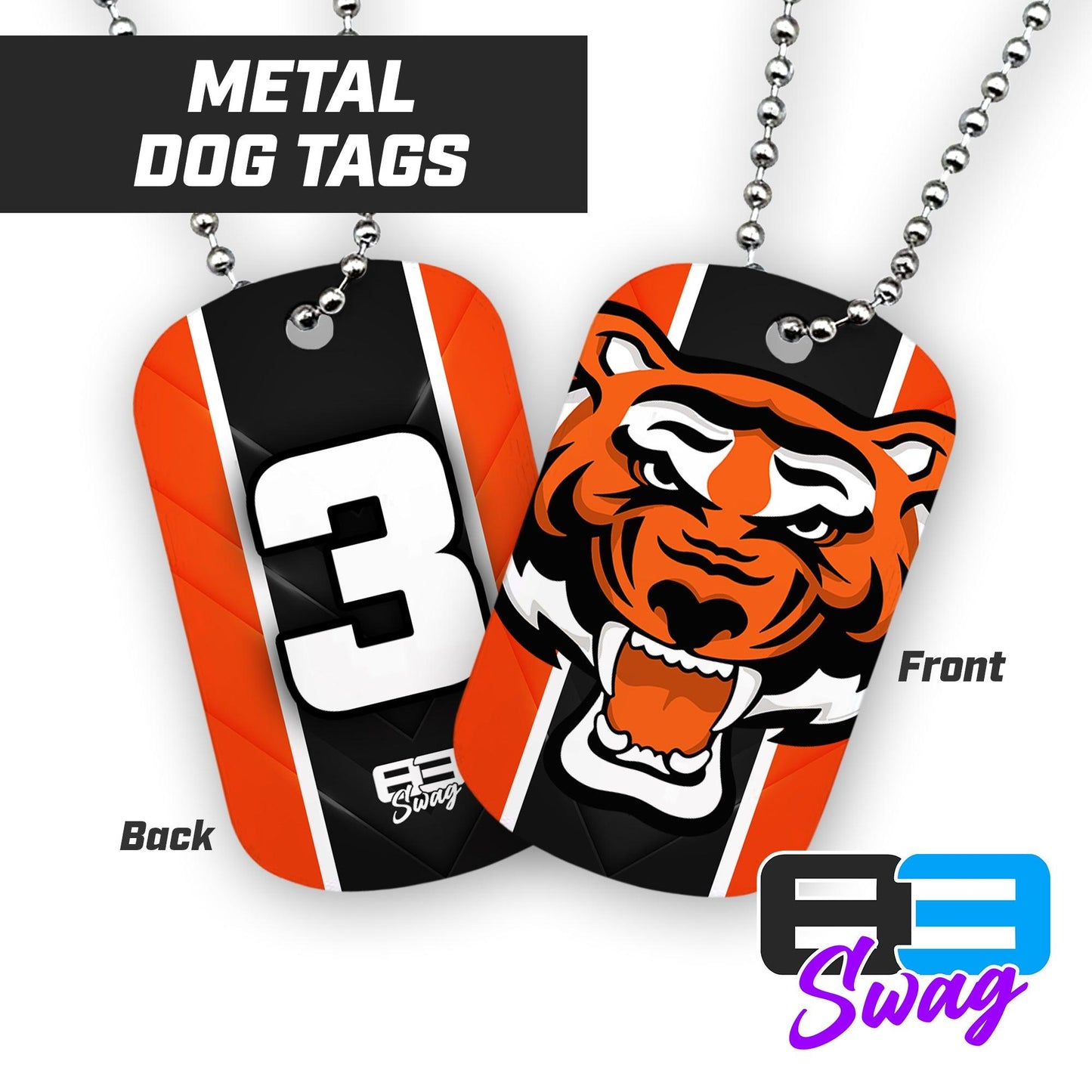 Nassau Tigers Baseball - Double Sided Dog Tags - Includes Chain - 83Swag