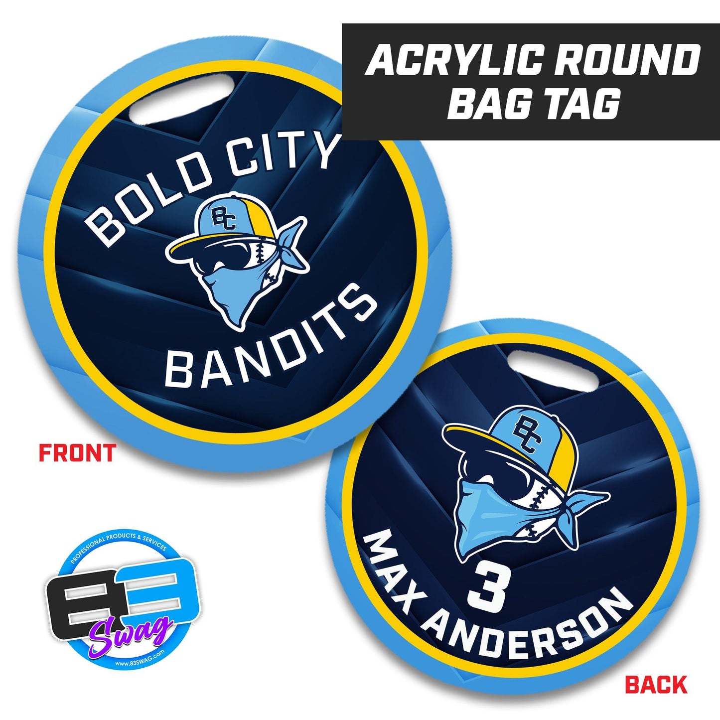 NEW! Bold City Bandits - 4" Circle Hard Acrylic Bag Tag - 83Swag