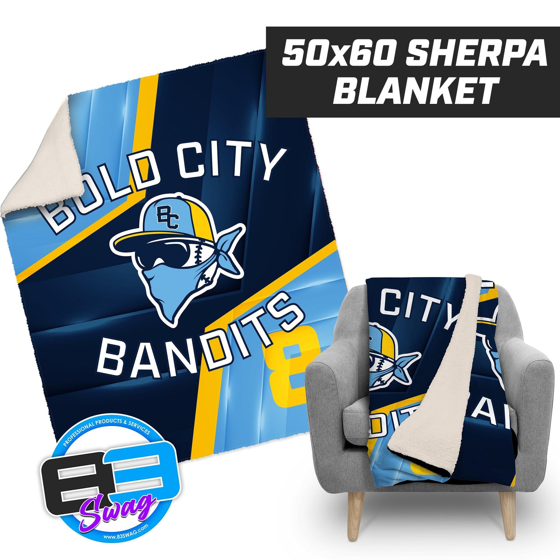 NEW! Bold City Bandits - 50”x60” Plush Sherpa Blanket - 83Swag