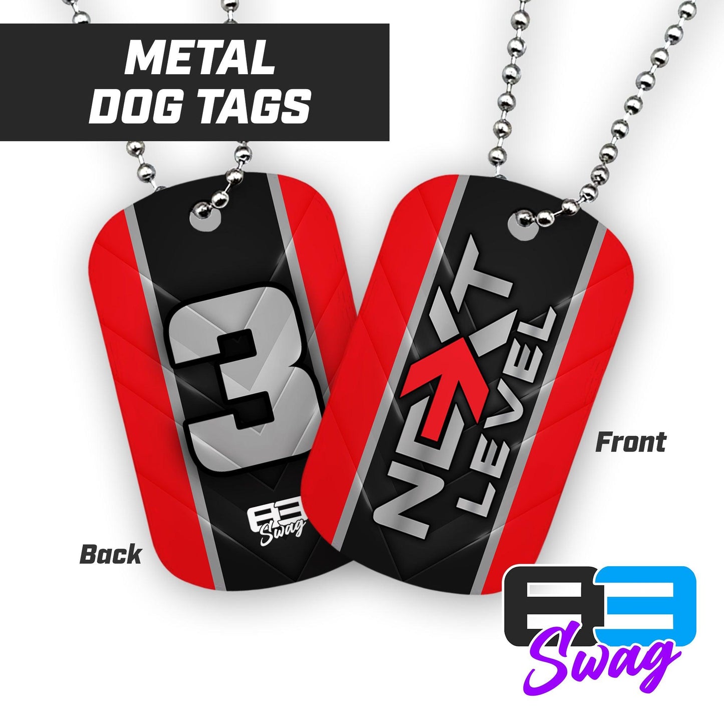Next Level Baseball - Double Sided Dog Tags - Includes Chain - 83Swag