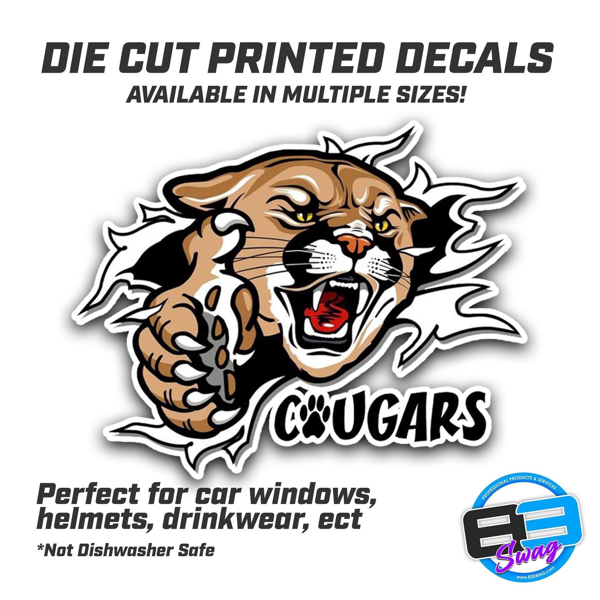 North Caroline Cougars Football Vinyl Decal (Multiple Sizes) - 83Swag