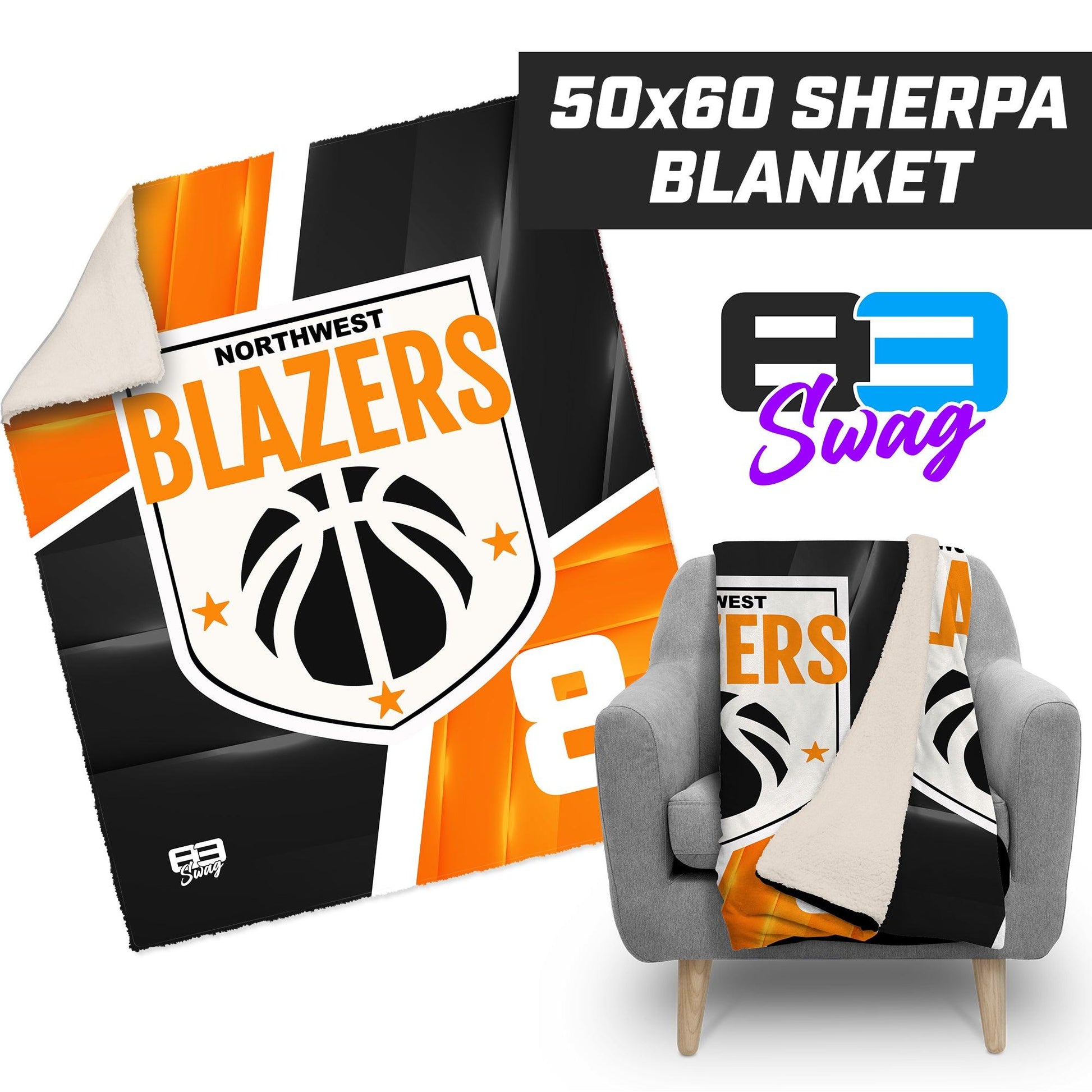 Northwest Blazers Basketball - 50”x60” Plush Sherpa Blanket - 83Swag