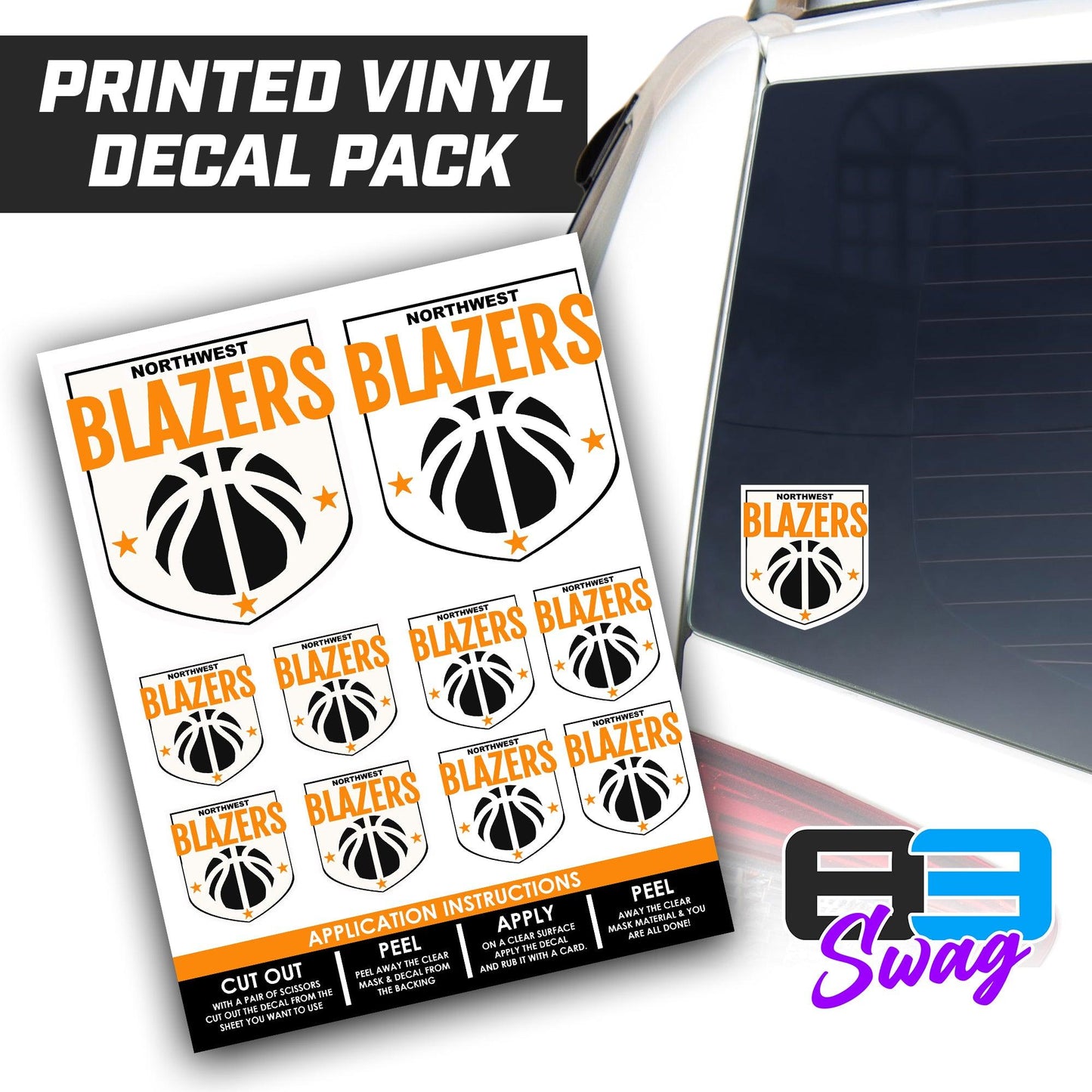 Northwest Blazers Basketball - Logo Decal Pack Sheet - 83Swag