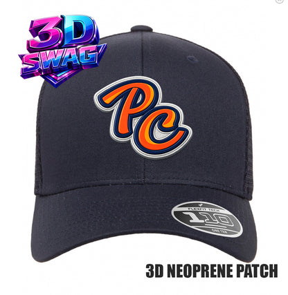 PEACH CLOBBERS BASEBALL - 3D PATCH TEAM HATS - Flexfit 110M Mesh Hat