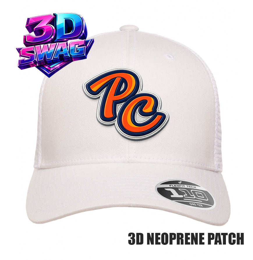 PEACH CLOBBERS BASEBALL - 3D PATCH TEAM HATS - Flexfit 110M Mesh Hat