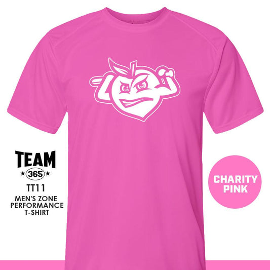 Peach Clobbers Baseball - LOGO 1 - CHARITY PINK - Crew - Performance T-Shirt - 83Swag