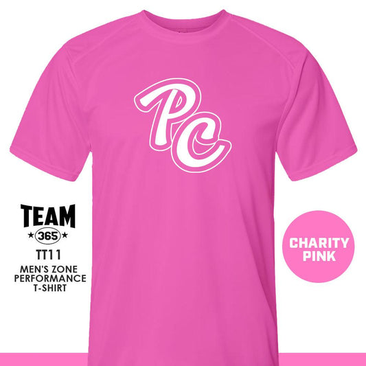 Peach Clobbers Baseball - LOGO 2 - CHARITY PINK - Crew - Performance T-Shirt - 83Swag