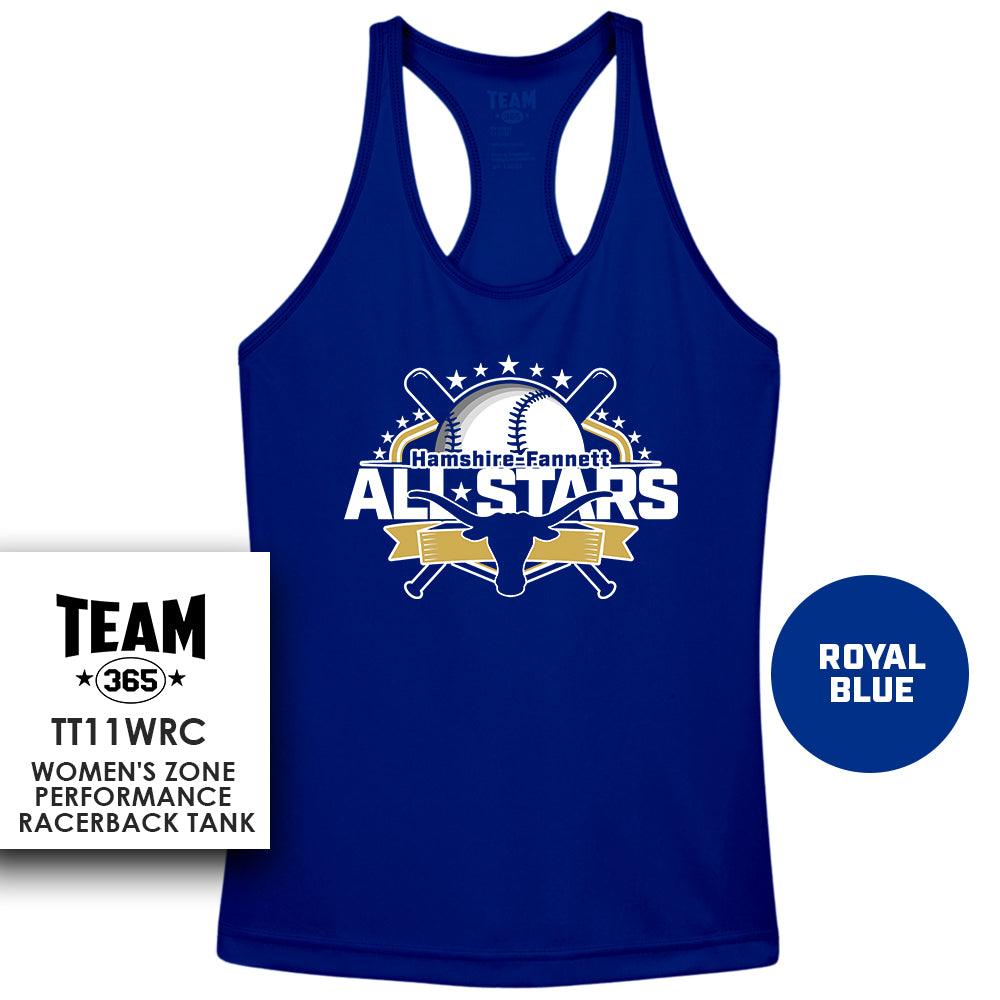 Performance Women’s Racerback T - MULTIPLE COLORS AVAILABLE - Hamshire-Fannett All Stars Baseball - 83Swag