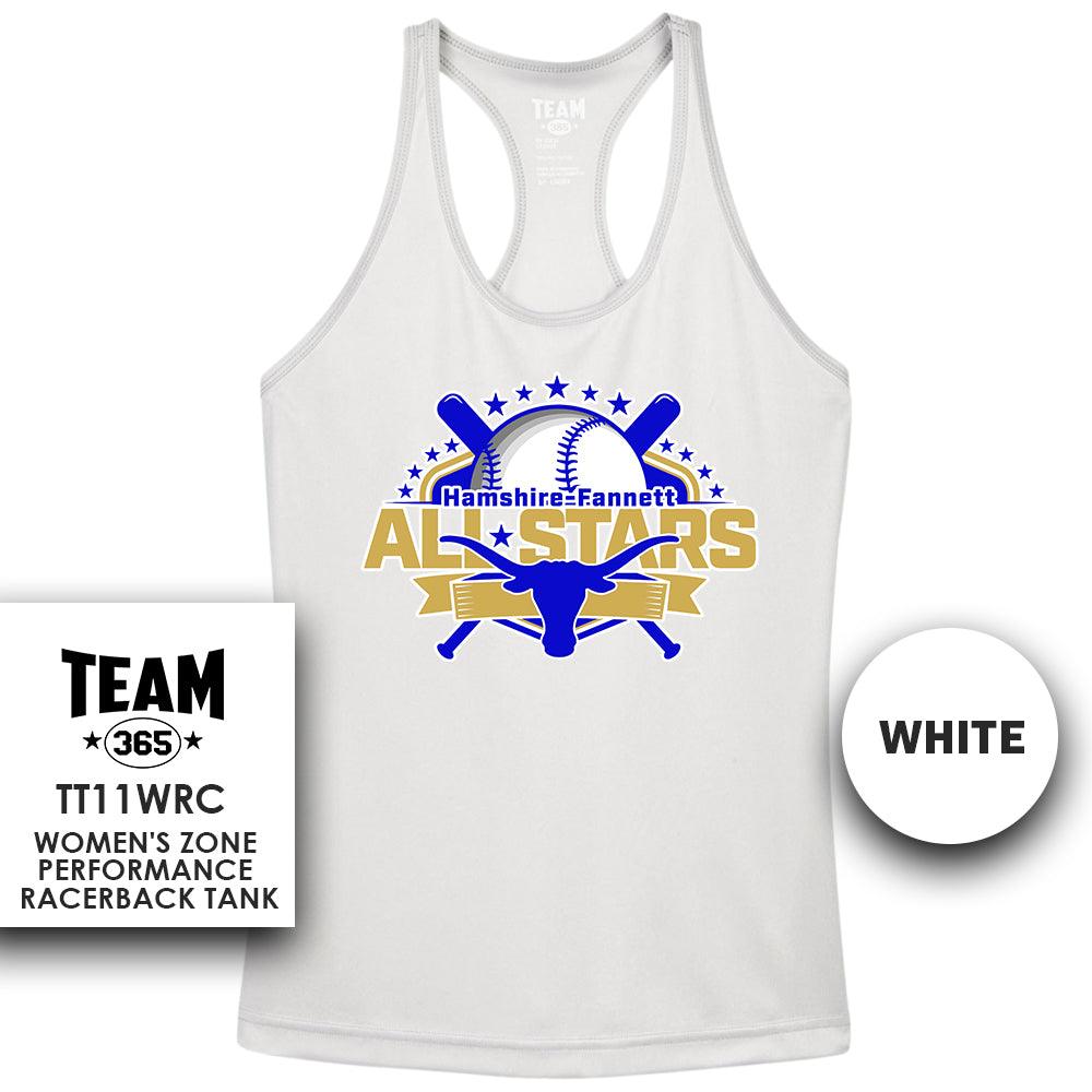 Performance Women’s Racerback T - MULTIPLE COLORS AVAILABLE - Hamshire-Fannett All Stars Baseball - 83Swag