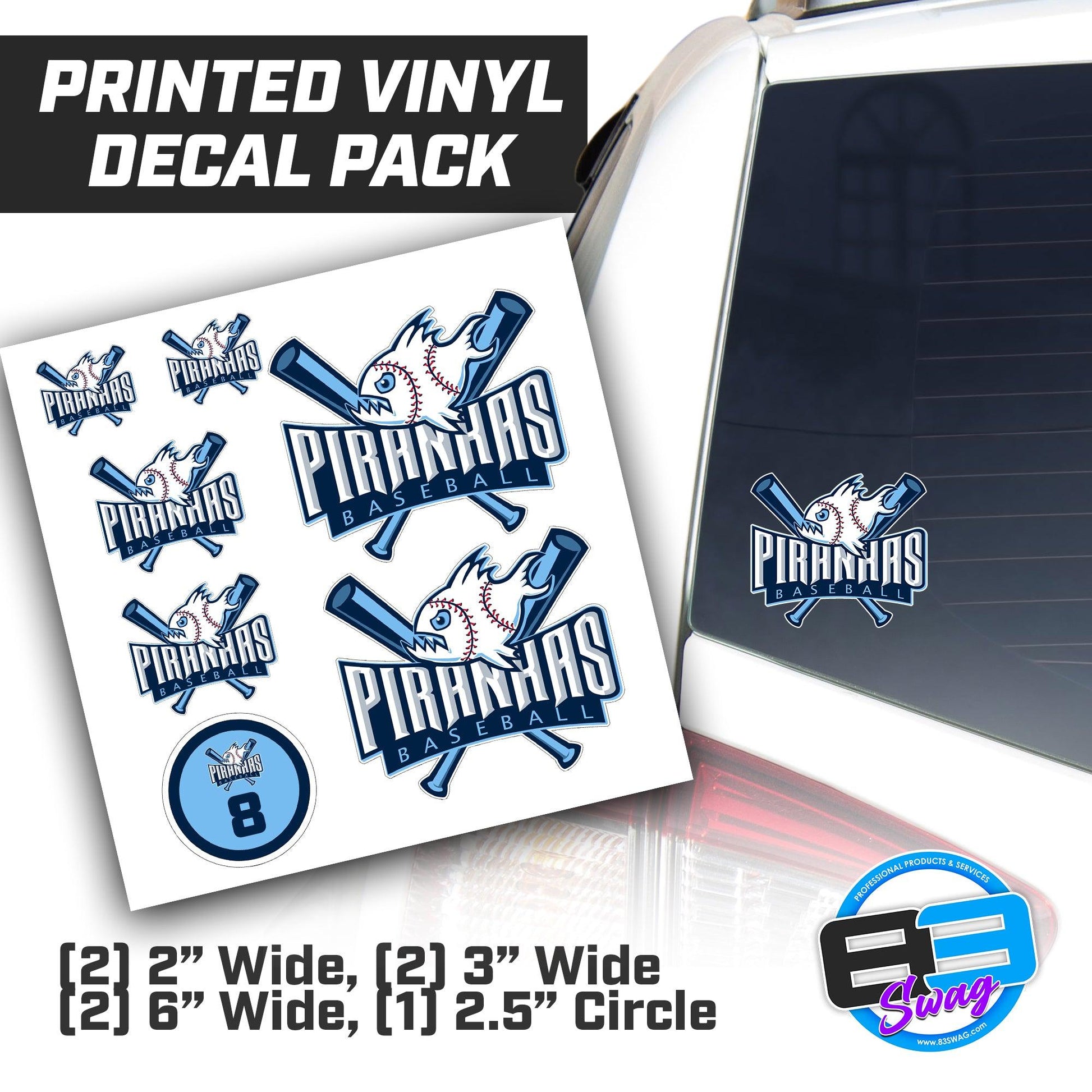 Piranhas Baseball - Logo Vinyl Decal Pack - 83Swag