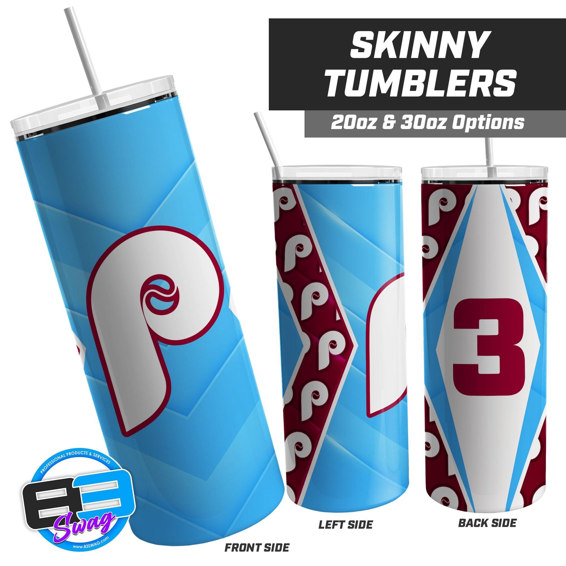 Prosper Phillies Baseball - 20oz & 30oz Skinny Tumbler - 83Swag