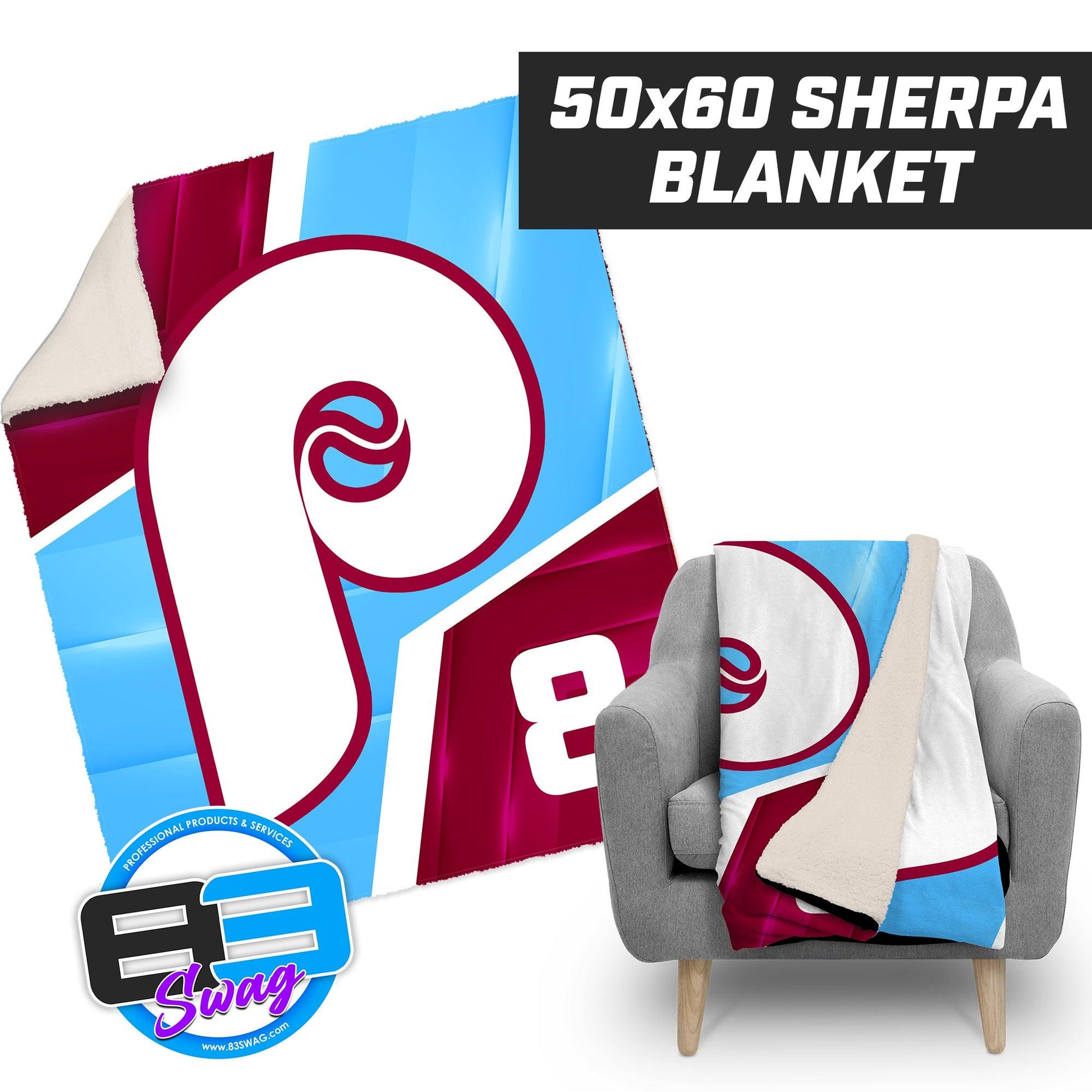 Prosper Phillies Baseball - 50”x60” Plush Sherpa Blanket - 83Swag