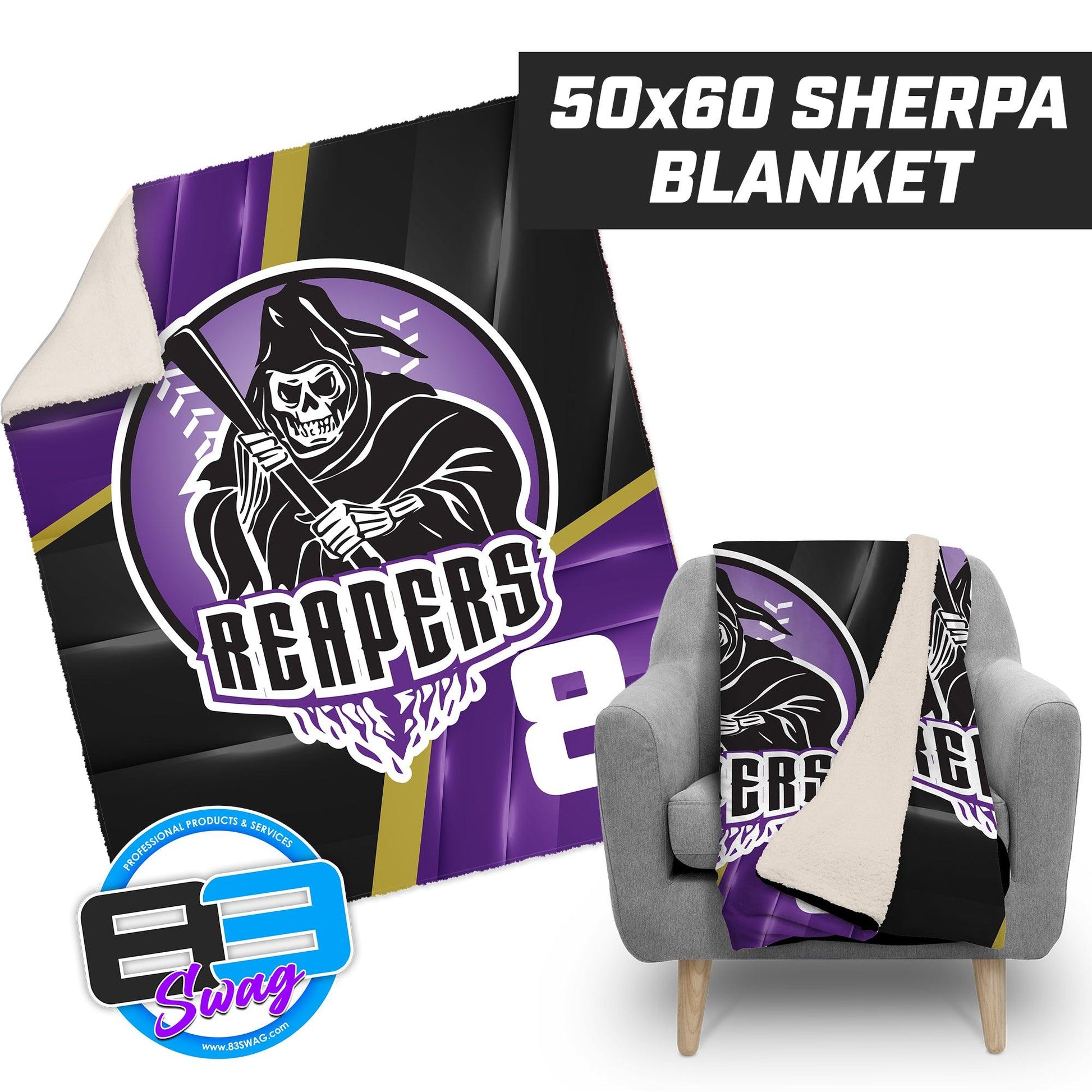 Reapers Softball - 50”x60” Plush Sherpa Blanket - 83Swag