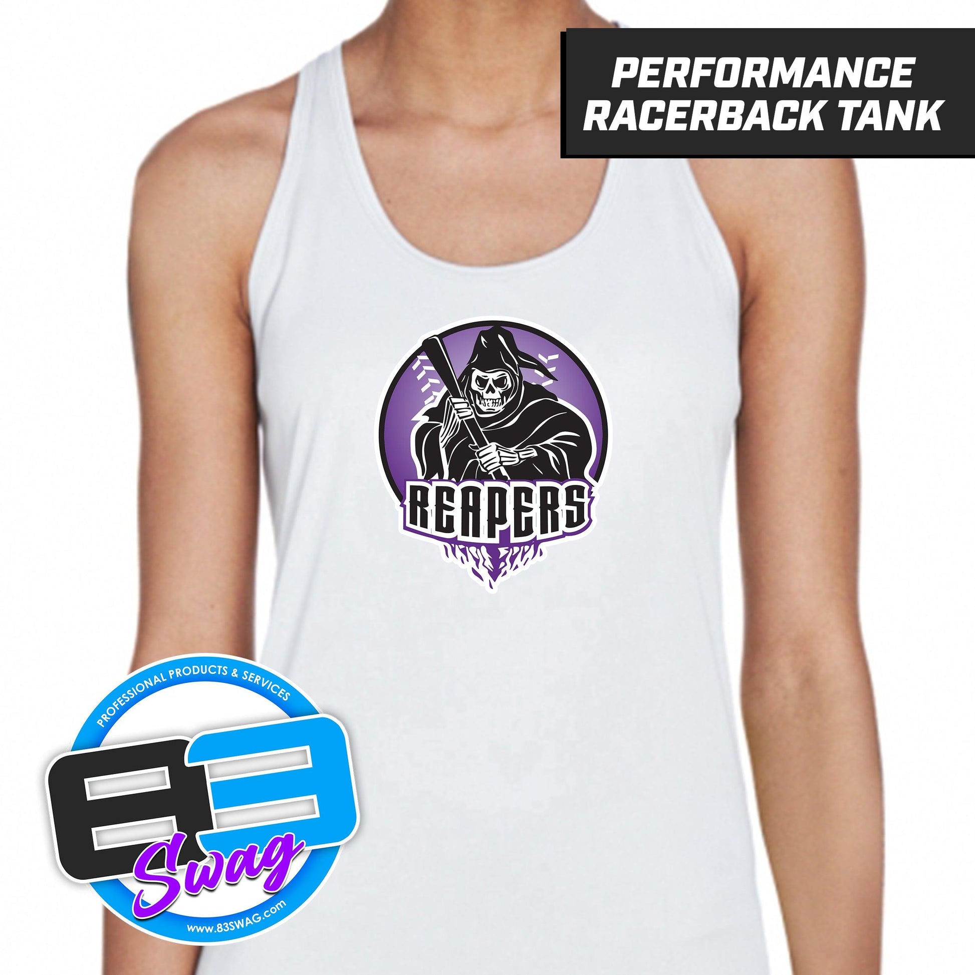 Reapers Softball - White - Women's Zone Performance Racerback Tank - 83Swag