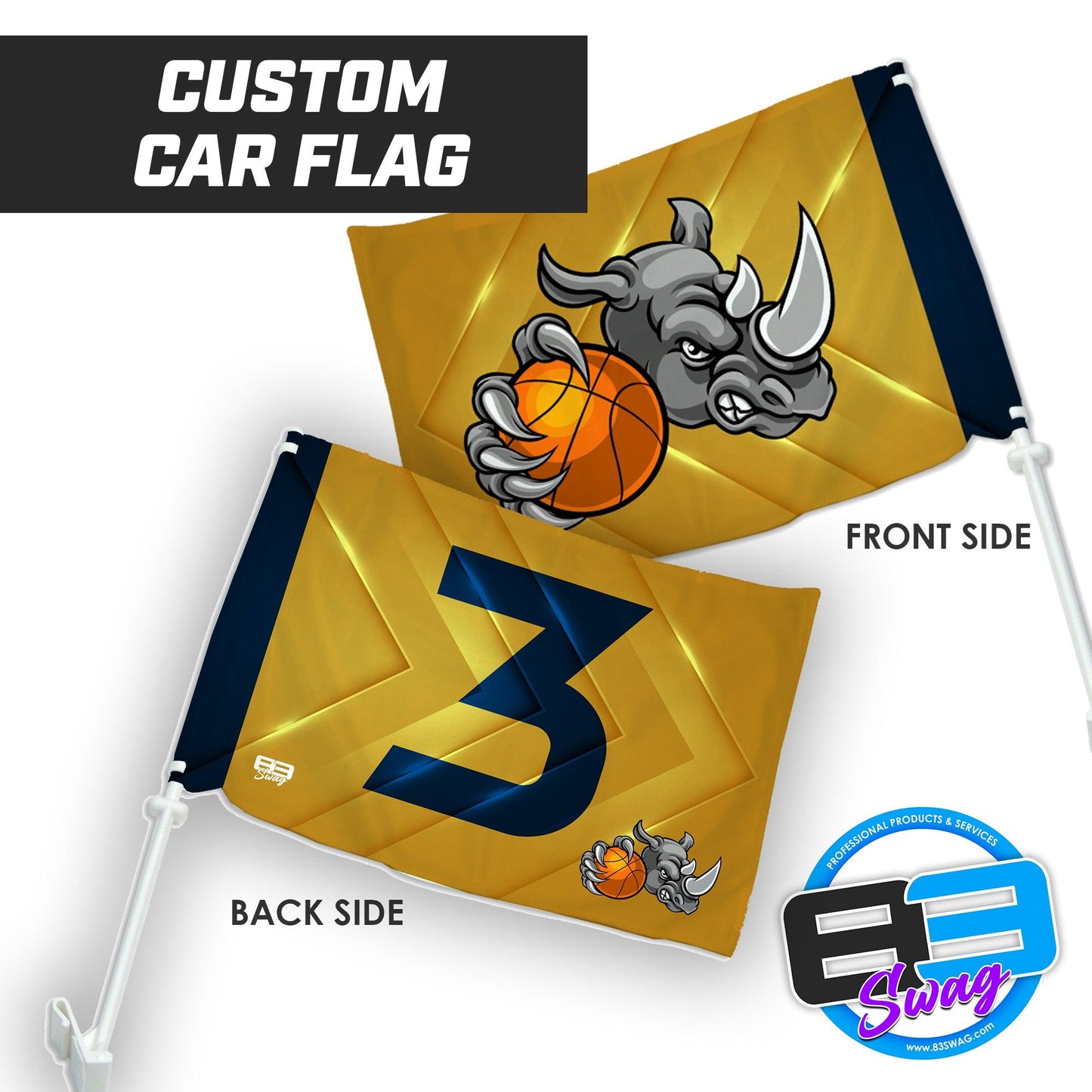 Rhino Basketball - Car Flag - 83Swag