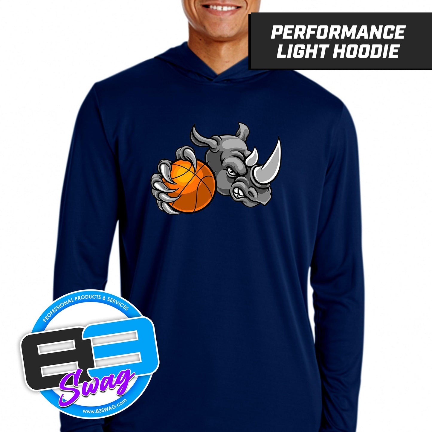 Rhino Basketball - Lightweight Performance Hoodie - 83Swag