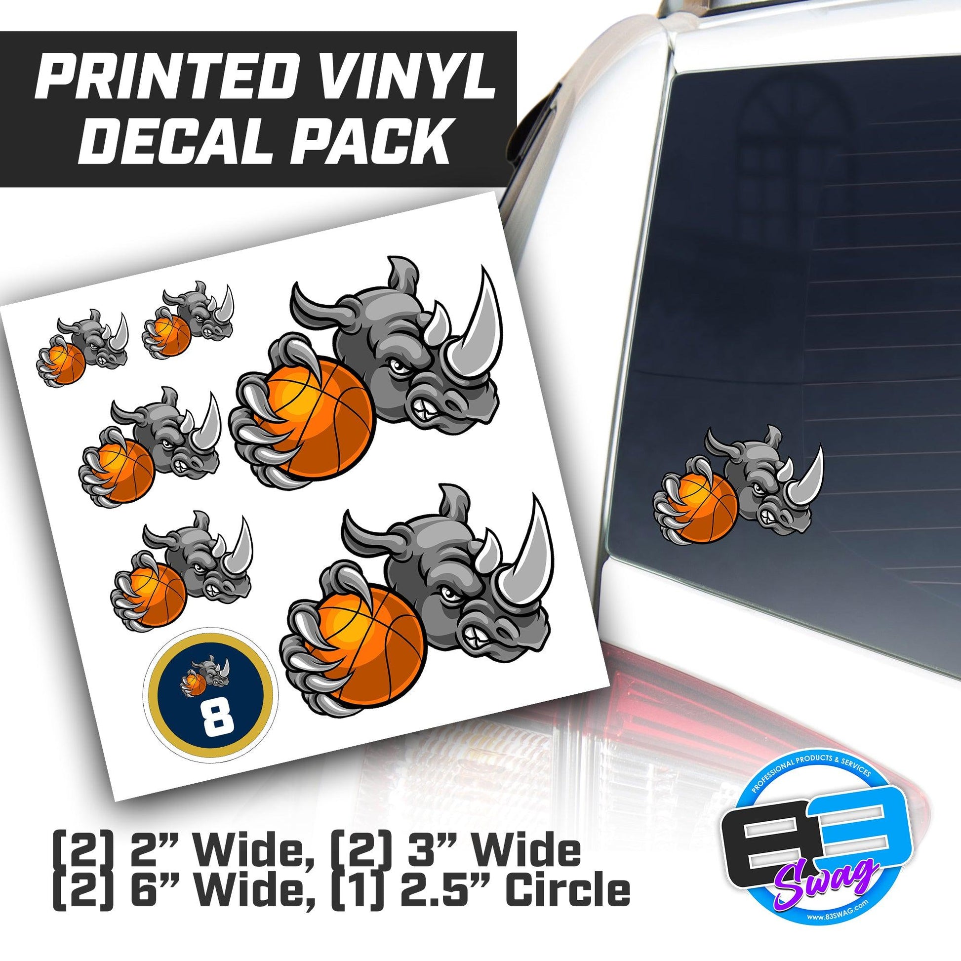 Rhino Basketball - Logo Vinyl Decal Pack - 83Swag