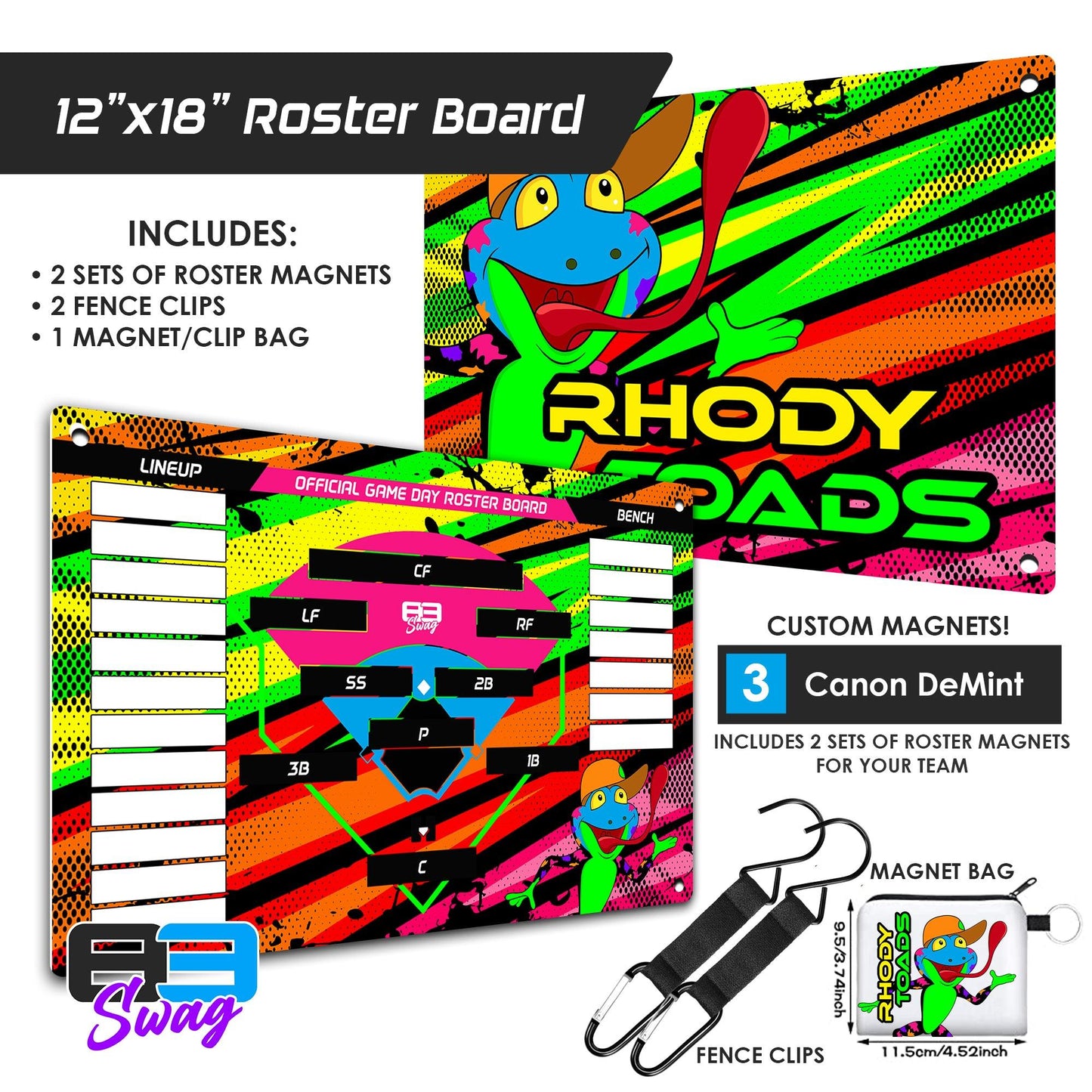 RHODY TOADS CoEd Softball - Custom Team Roster Magnetic Board - 83Swag