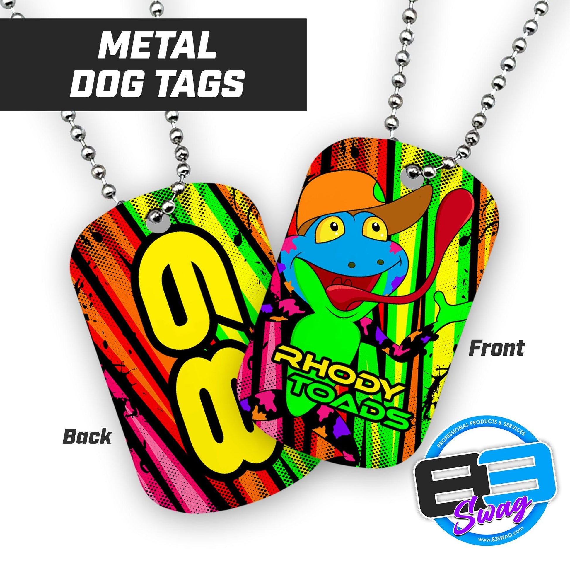 RHODY TOADS CoEd Softball - Double Sided Dog Tags - Includes Chain - 83Swag