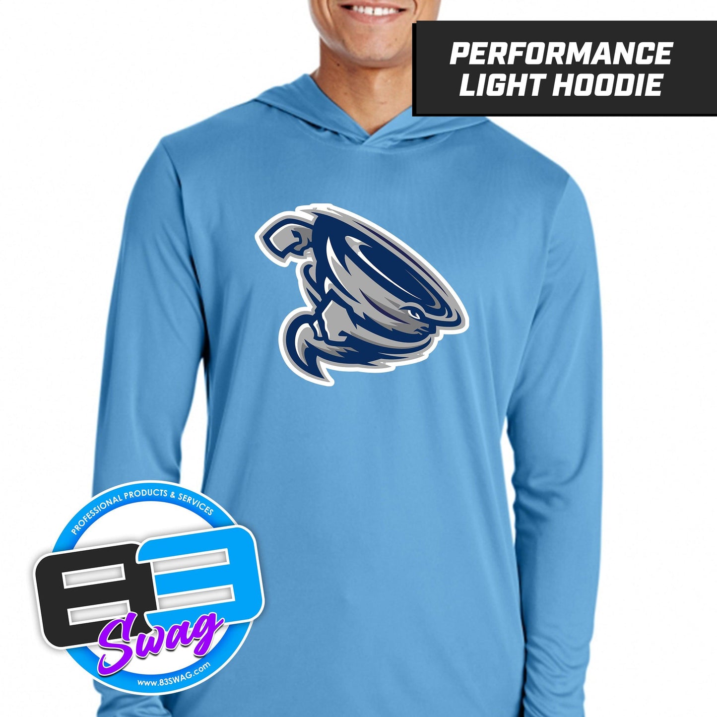 Roosevelt Cyclones - LIGHT BLUE - Lightweight Performance Hoodie - 83Swag