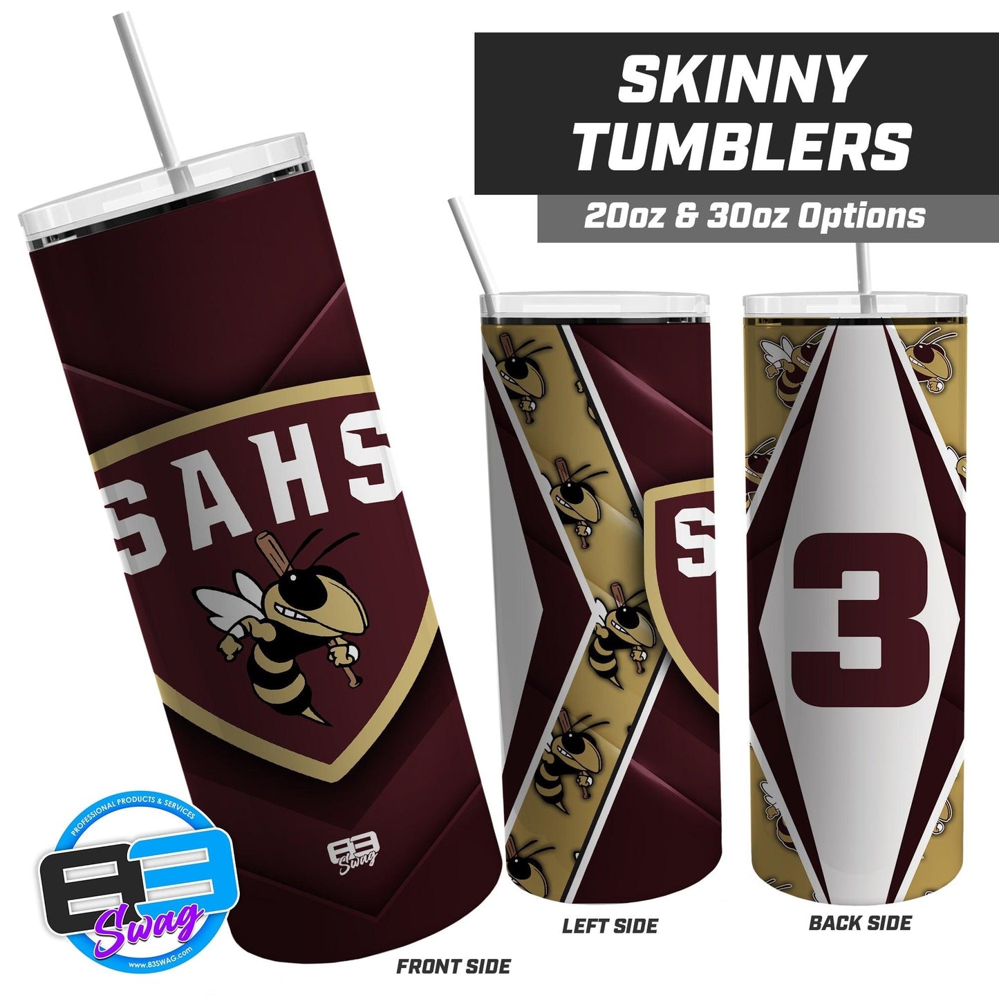 SAHS - St. Augustine Baseball - 20oz & 30oz Skinny Tumbler - 83Swag