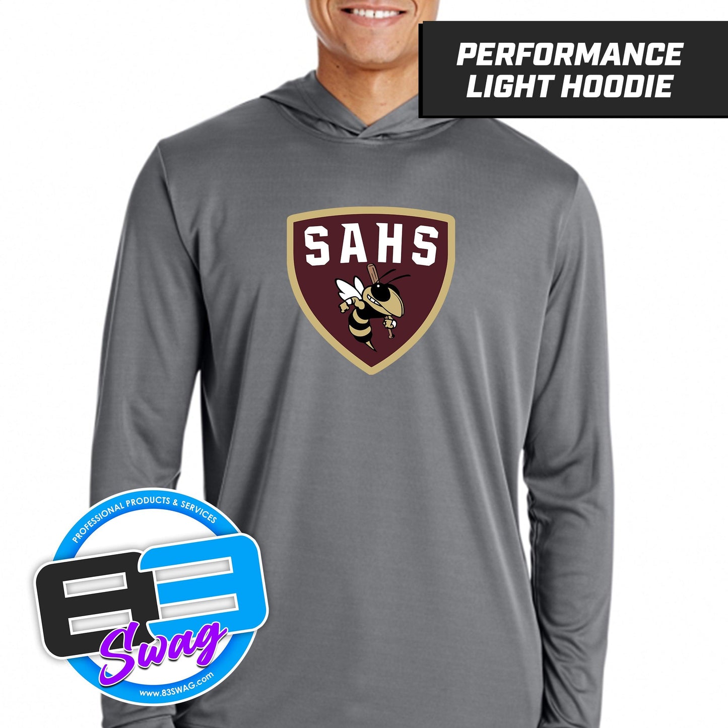 SAHS - St. Augustine Baseball - LOGO 2 - Lightweight Performance Hoodie - 83Swag