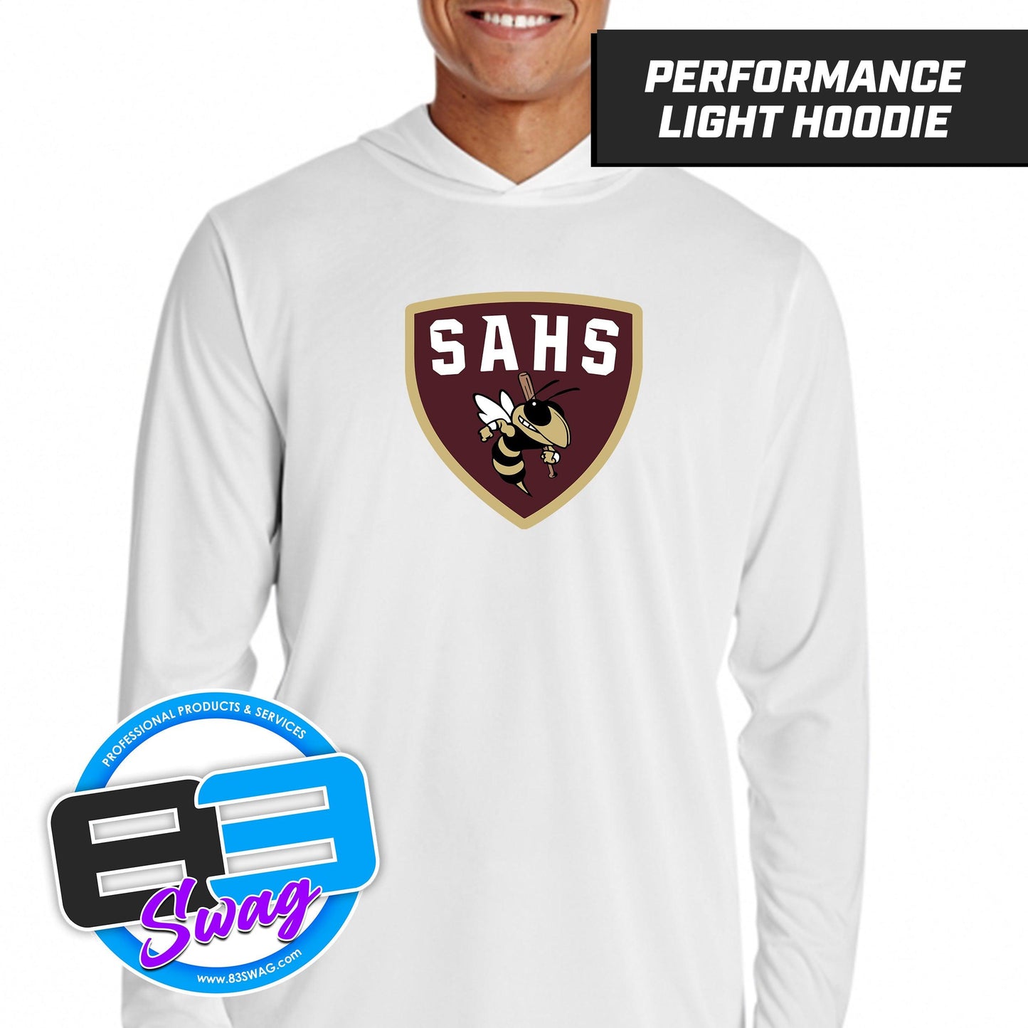 SAHS - St. Augustine Baseball - LOGO 2 - Lightweight Performance Hoodie - 83Swag